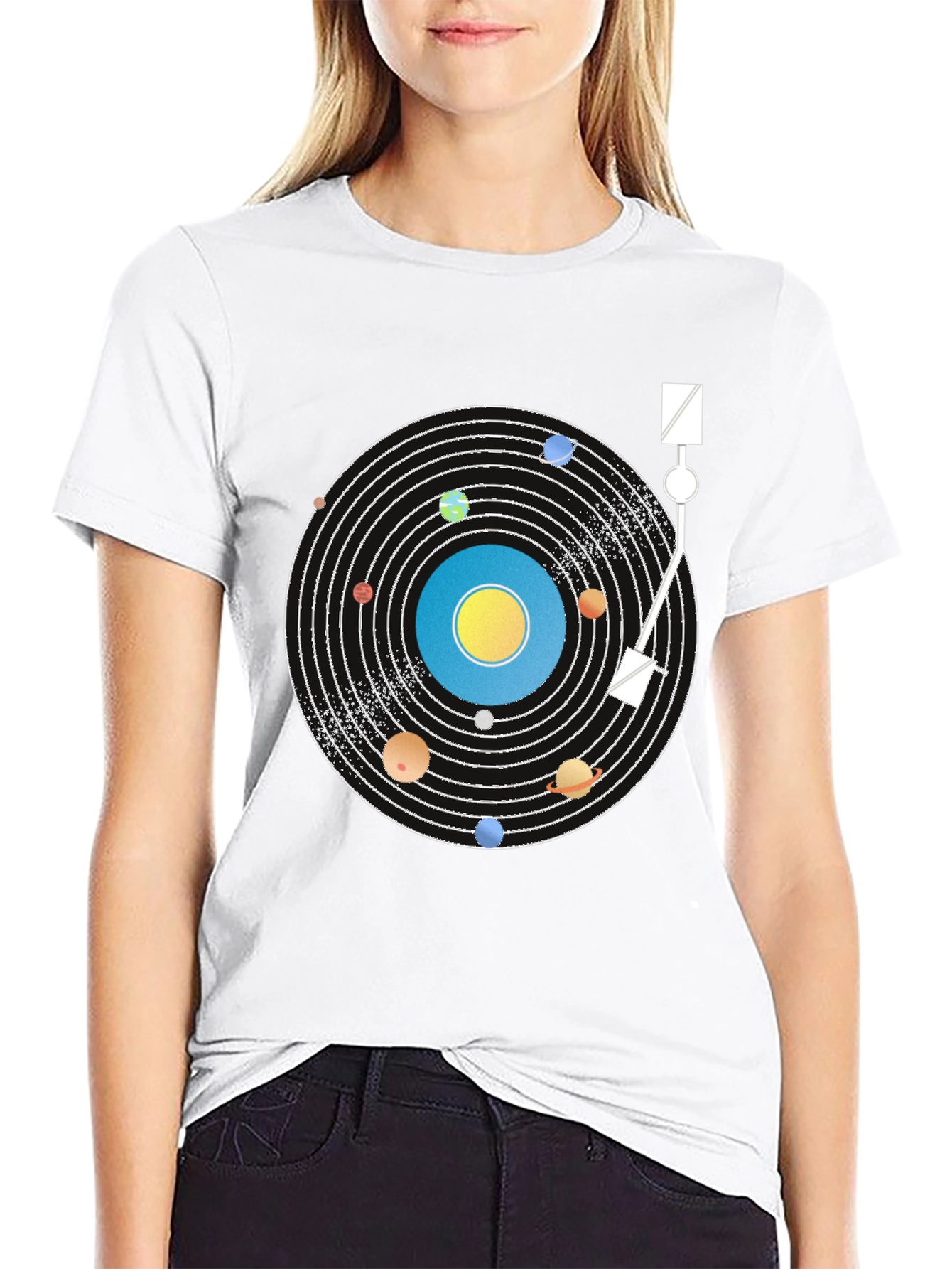 Planetary Turntable T-Shirt - Cosmic Vinyl Style