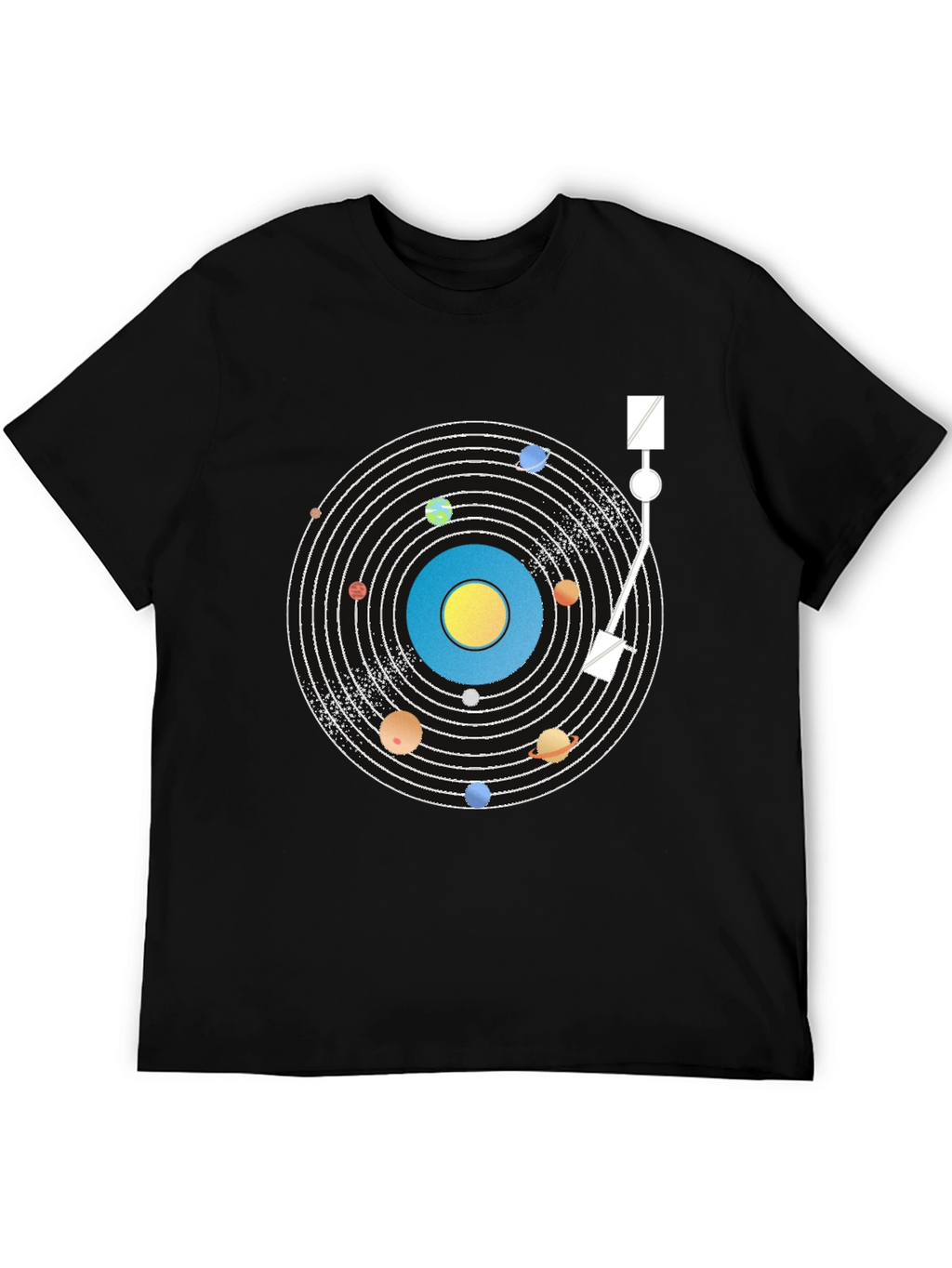 Planetary Turntable T-Shirt - Cosmic Vinyl Style