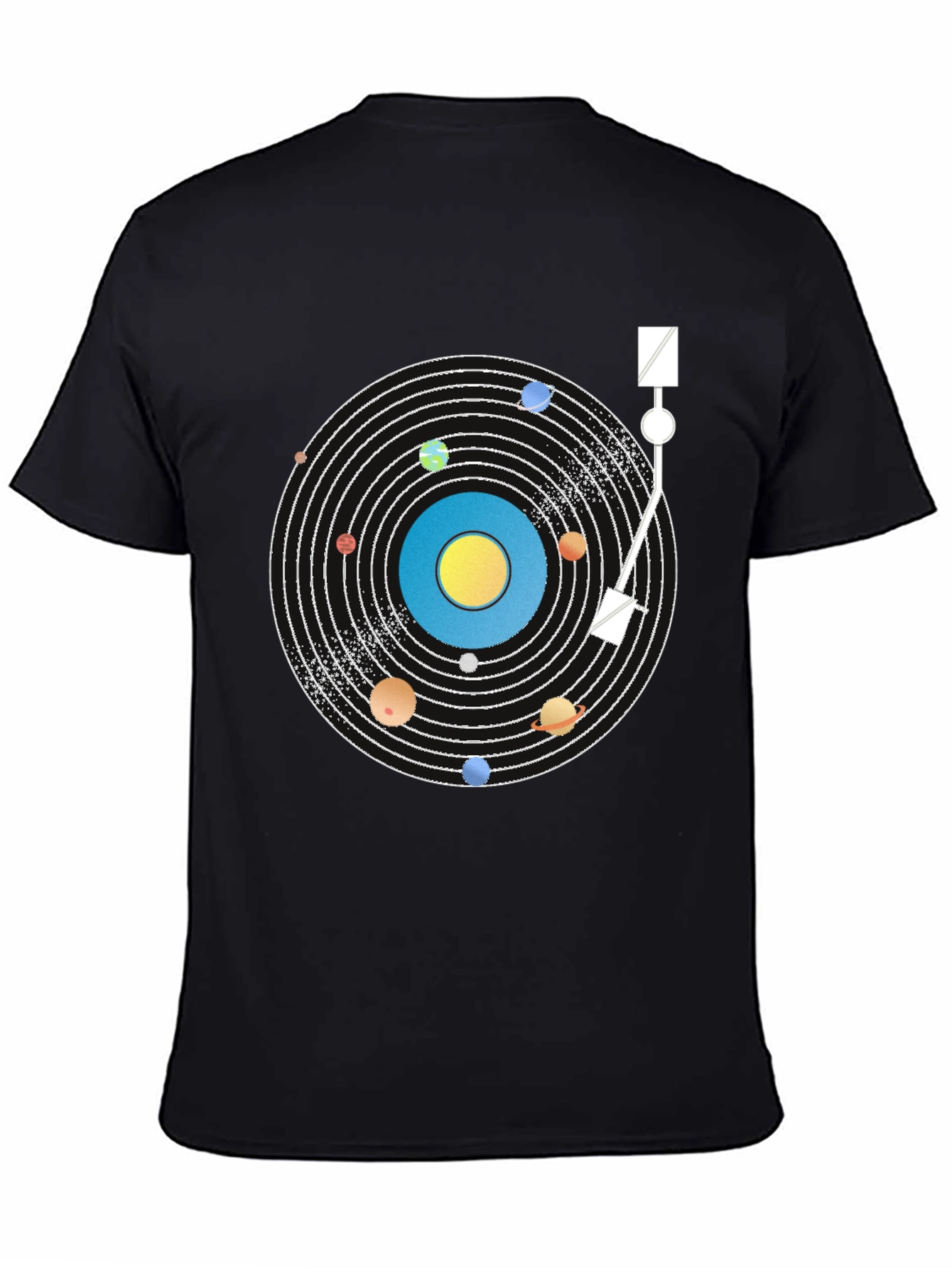 Planetary Turntable T-Shirt - Cosmic Vinyl Style