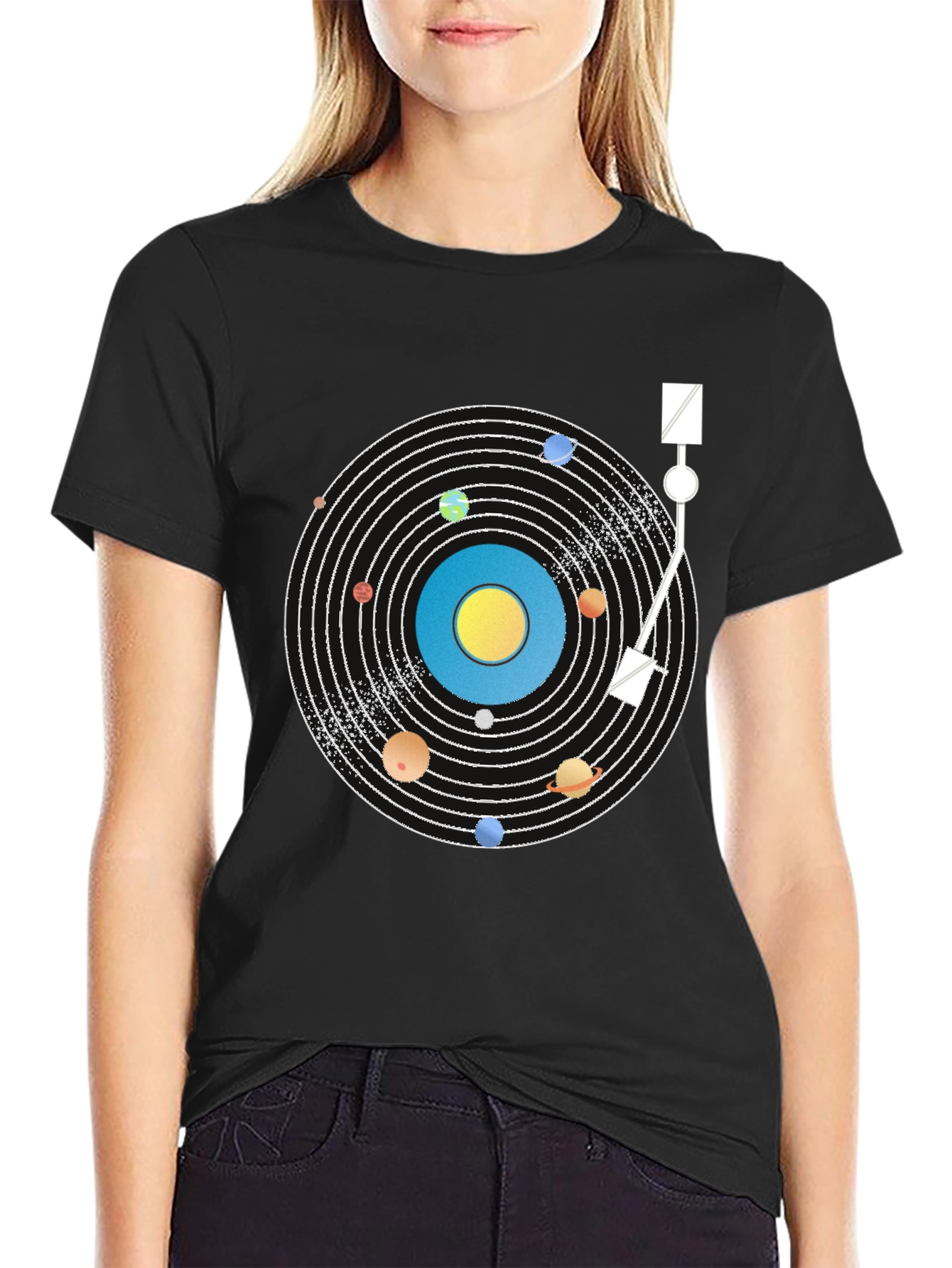 Planetary Turntable T-Shirt - Cosmic Vinyl Style