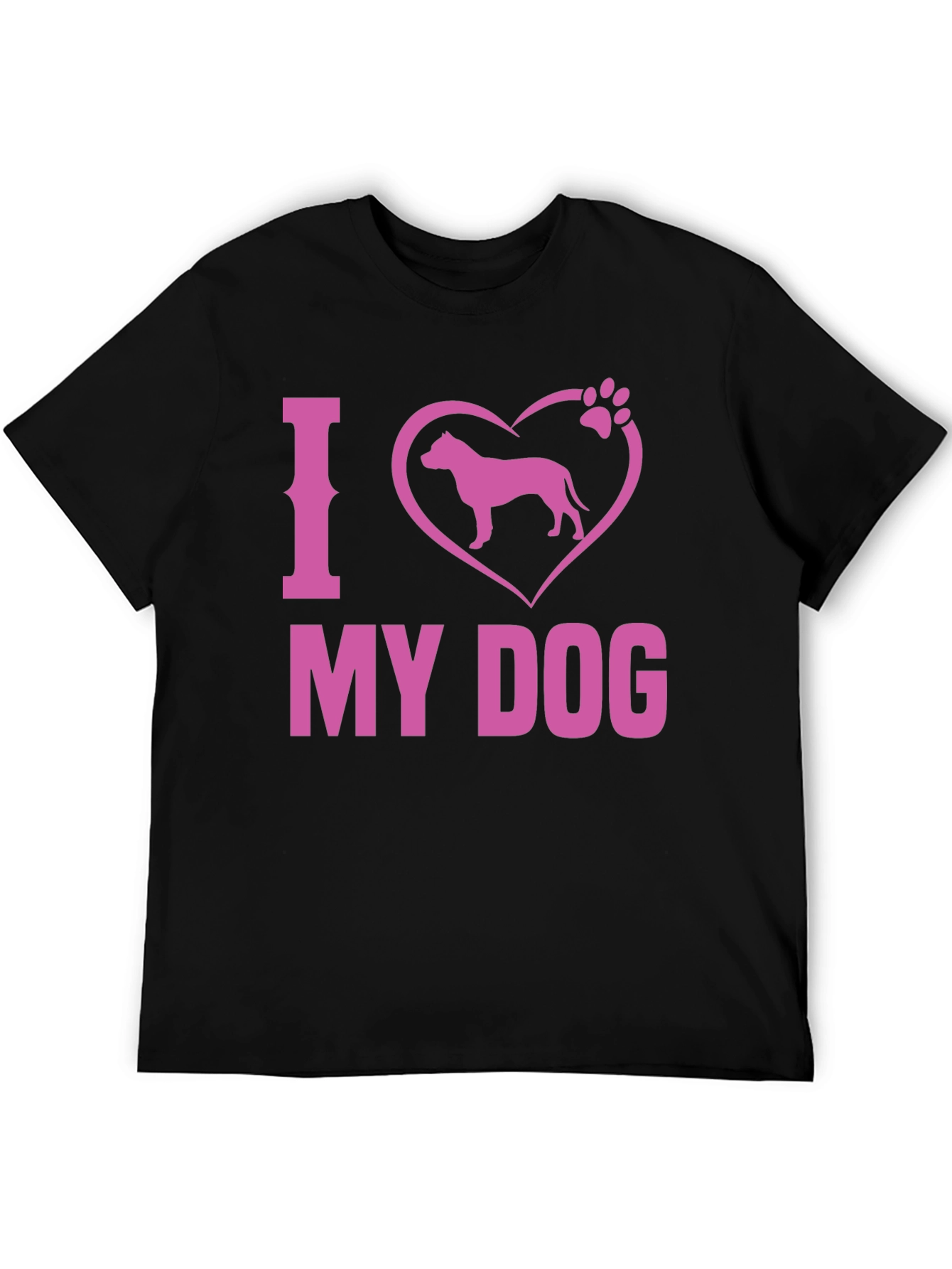 I Love My Dog T-Shirt Pitbull Paw Print Pink Design