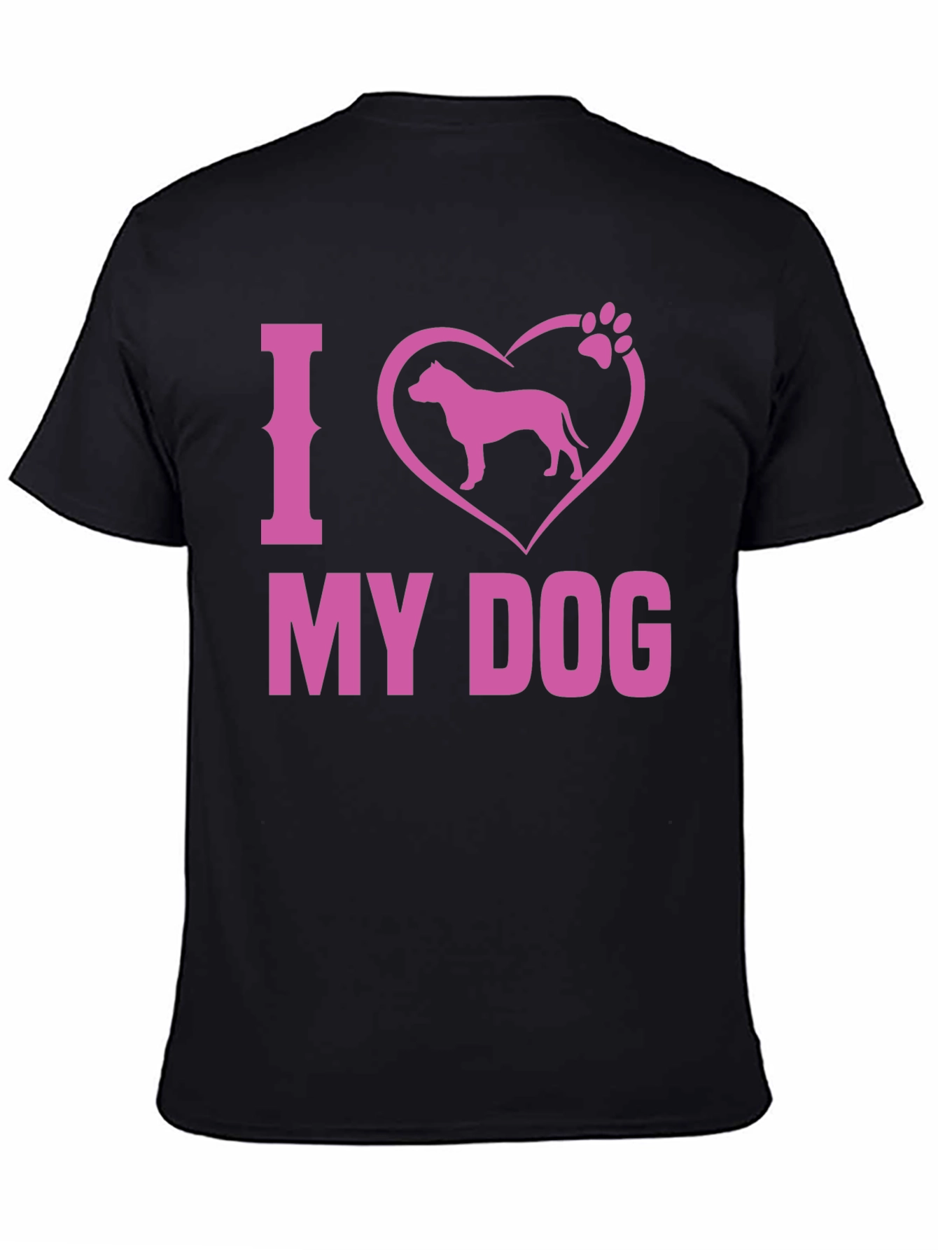 I Love My Dog T-Shirt Pitbull Paw Print Pink Design