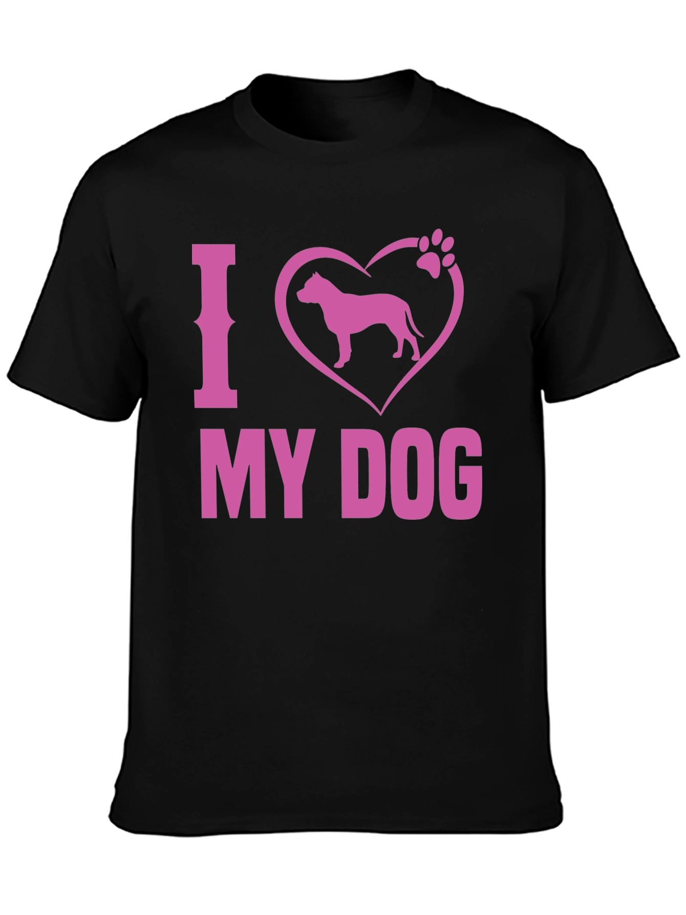I Love My Dog T-Shirt Pitbull Paw Print Pink Design