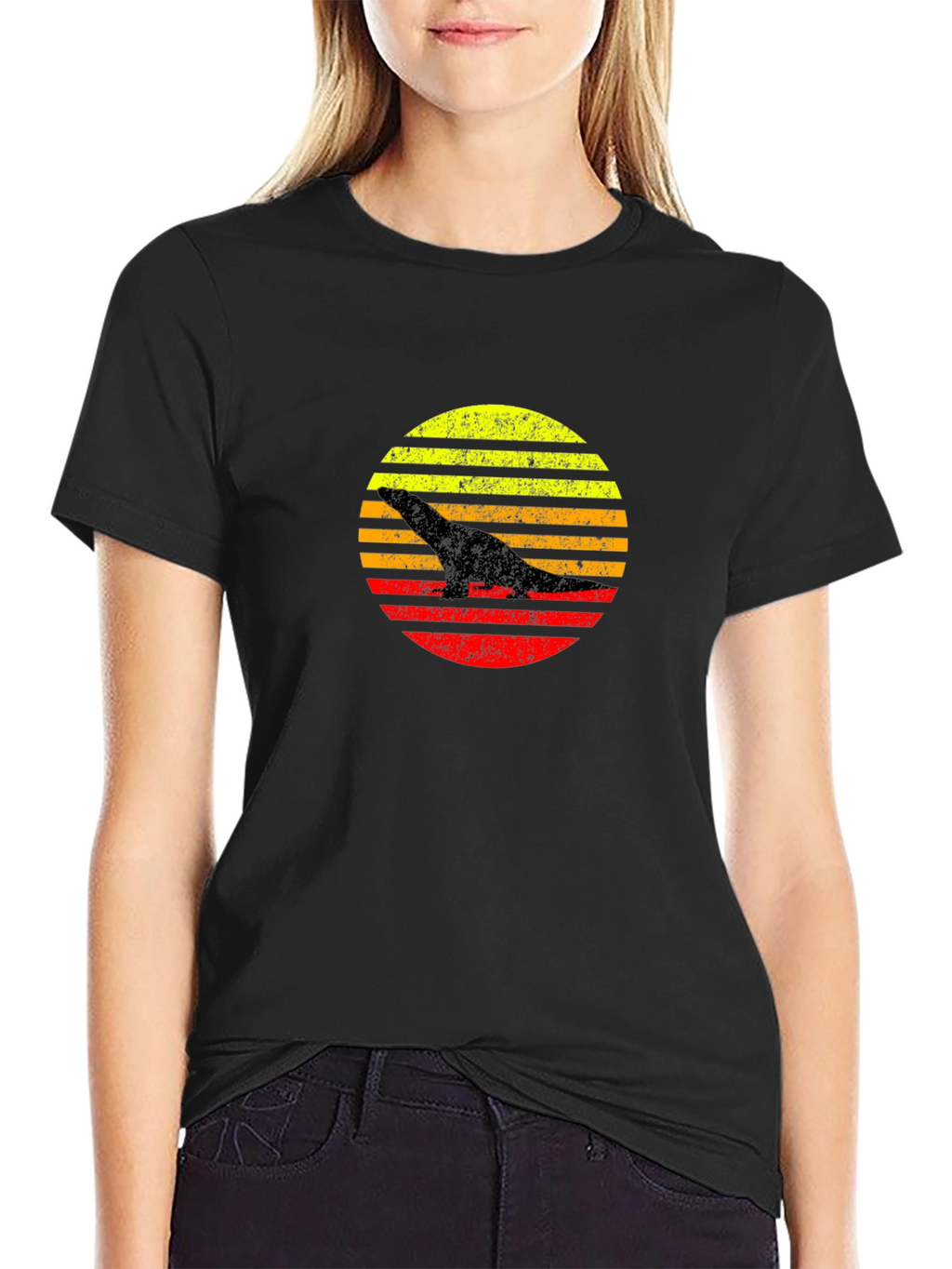 Retro Dinosaur Sunset Graphic T-Shirt