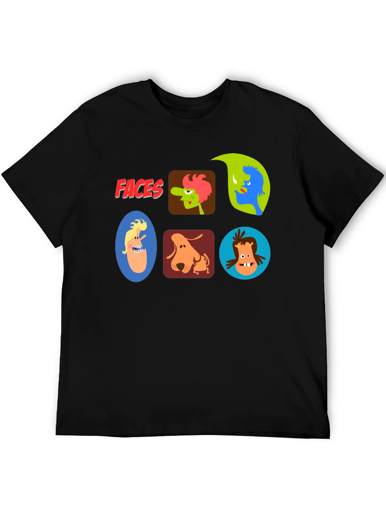 Faces Graphic T-Shirt - Fun Cartoon Character Design