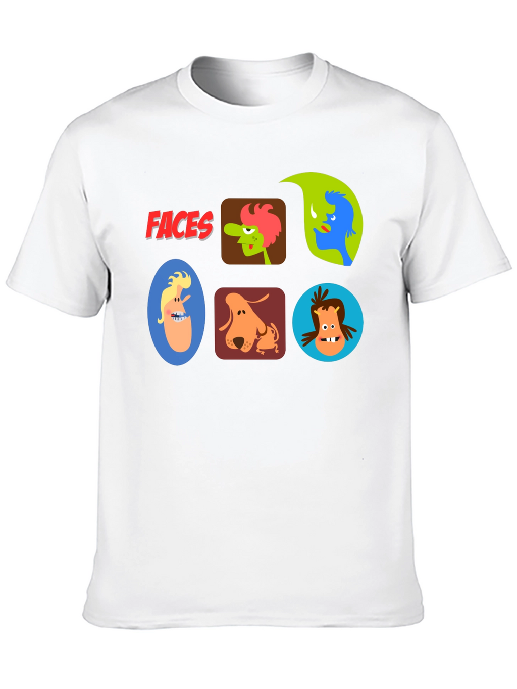 Faces Graphic T-Shirt - Fun Cartoon Character Design