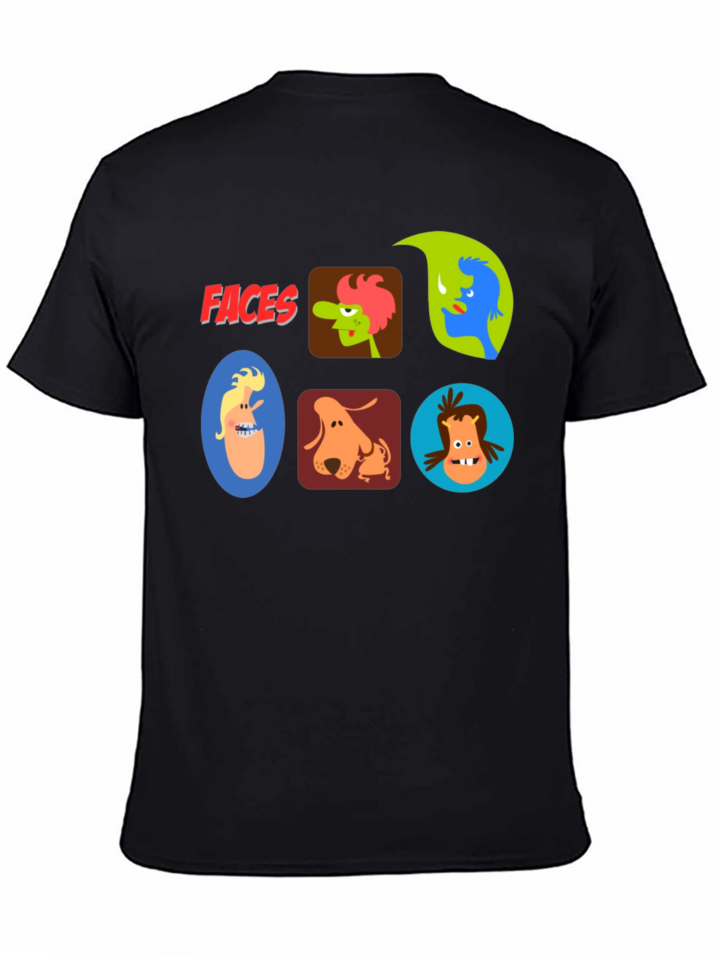 Faces Graphic T-Shirt - Fun Cartoon Character Design