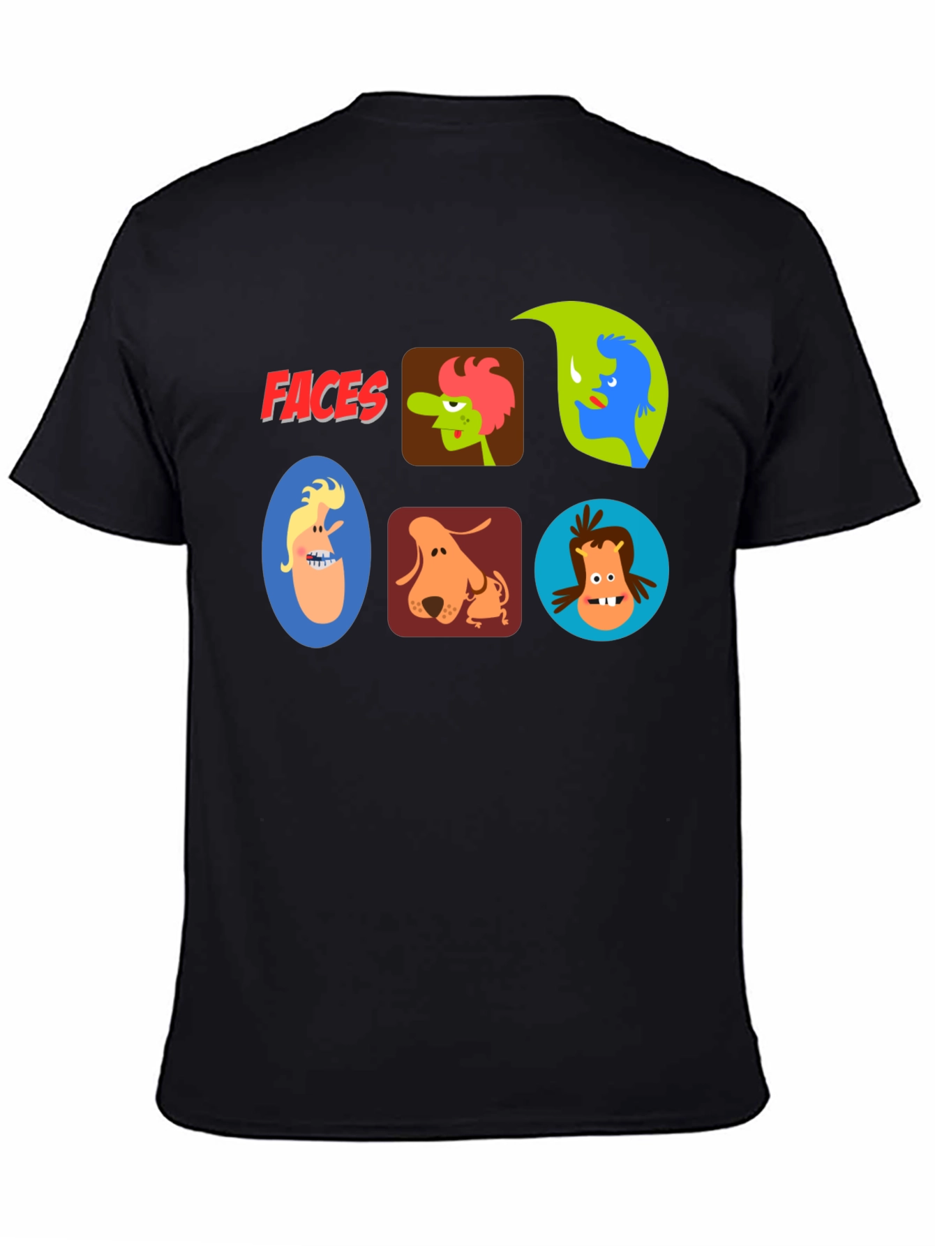 Faces Graphic T-Shirt - Fun Cartoon Character Design