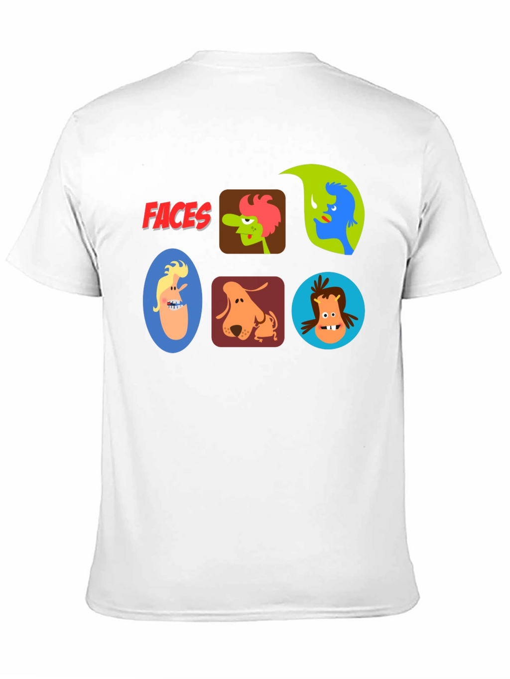 Faces Graphic T-Shirt - Fun Cartoon Character Design