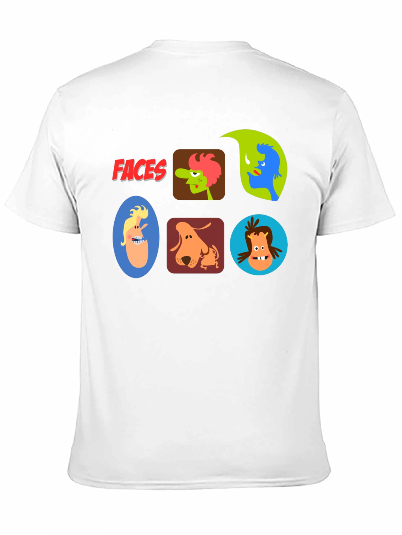 Faces Graphic T-Shirt - Fun Cartoon Character Design