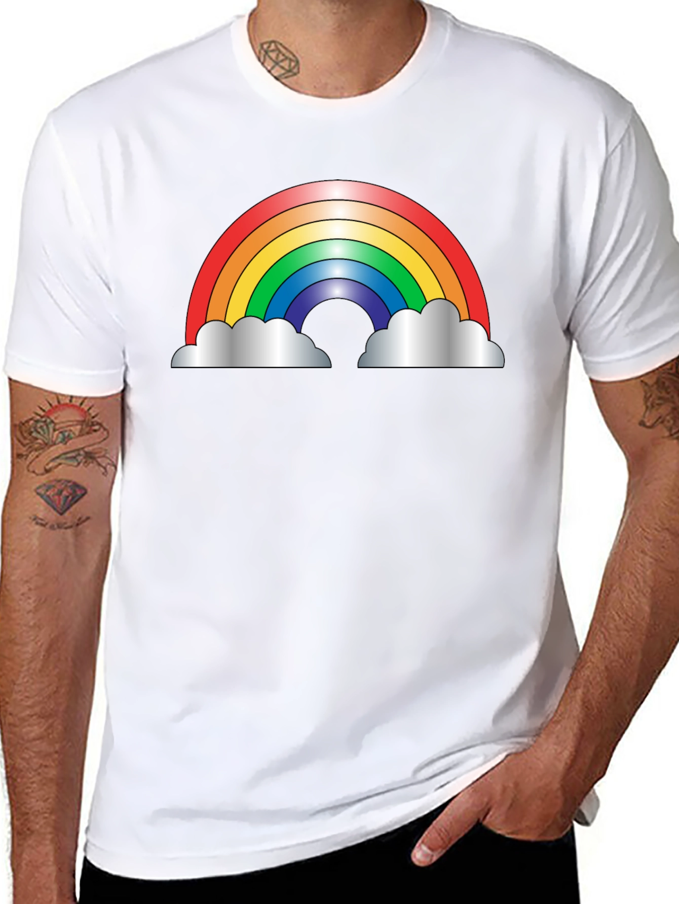 Rainbow Cloud Graphic Black T-Shirt