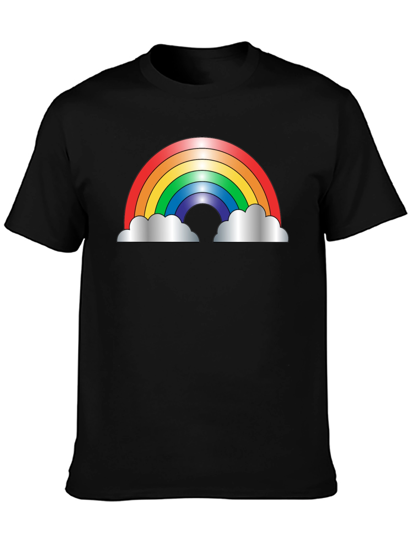 Rainbow Cloud Graphic Black T-Shirt