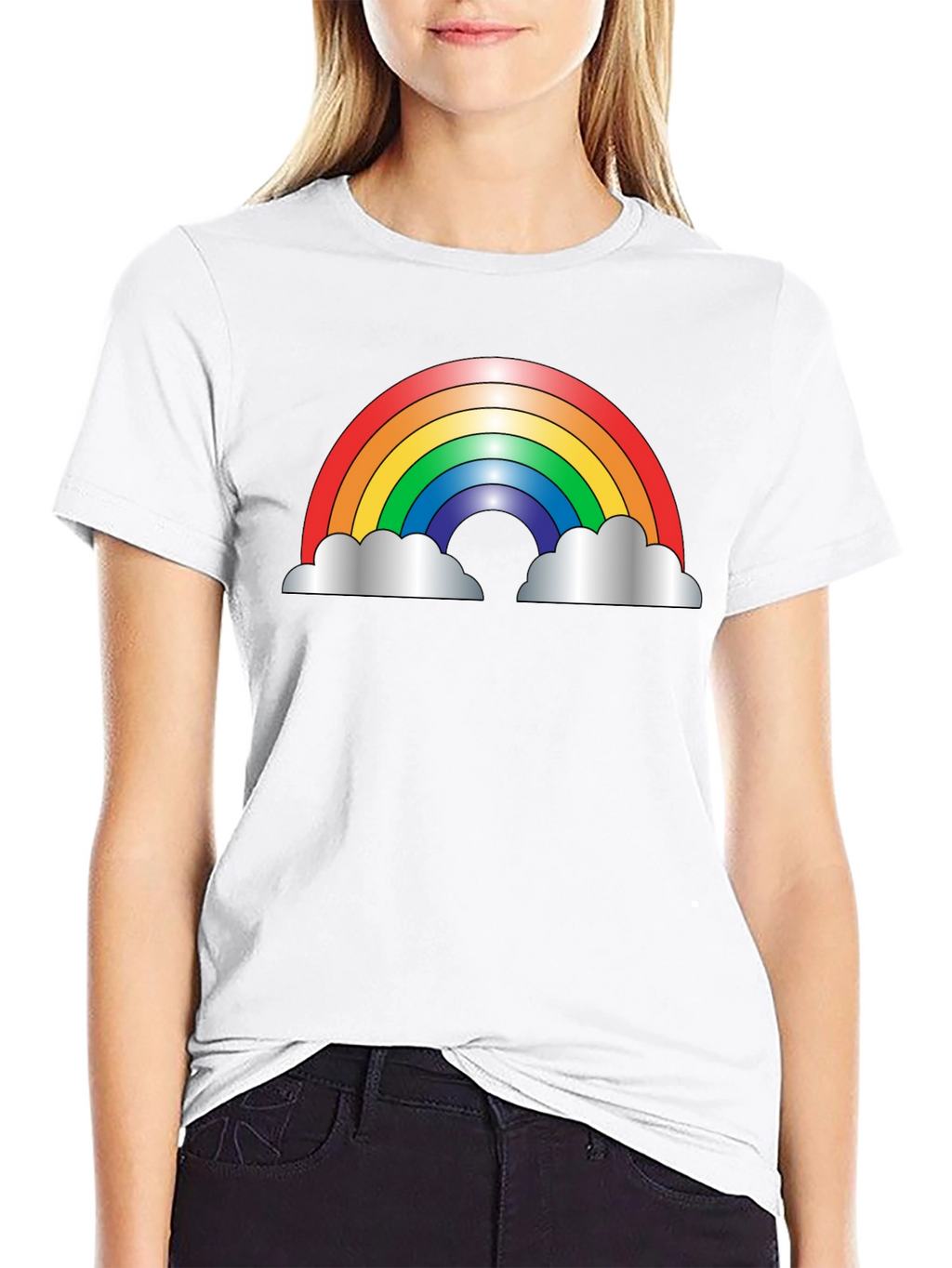 Rainbow Cloud Graphic Black T-Shirt