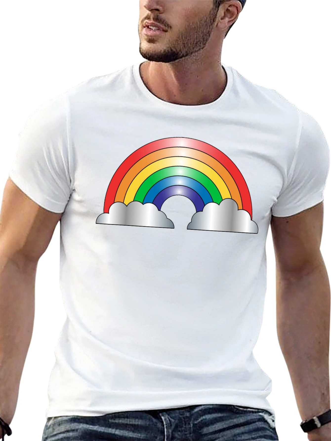Rainbow Cloud Graphic Black T-Shirt