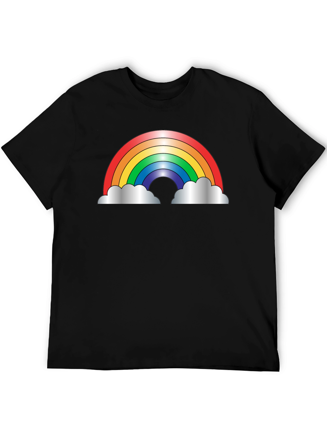 Rainbow Cloud Graphic Black T-Shirt