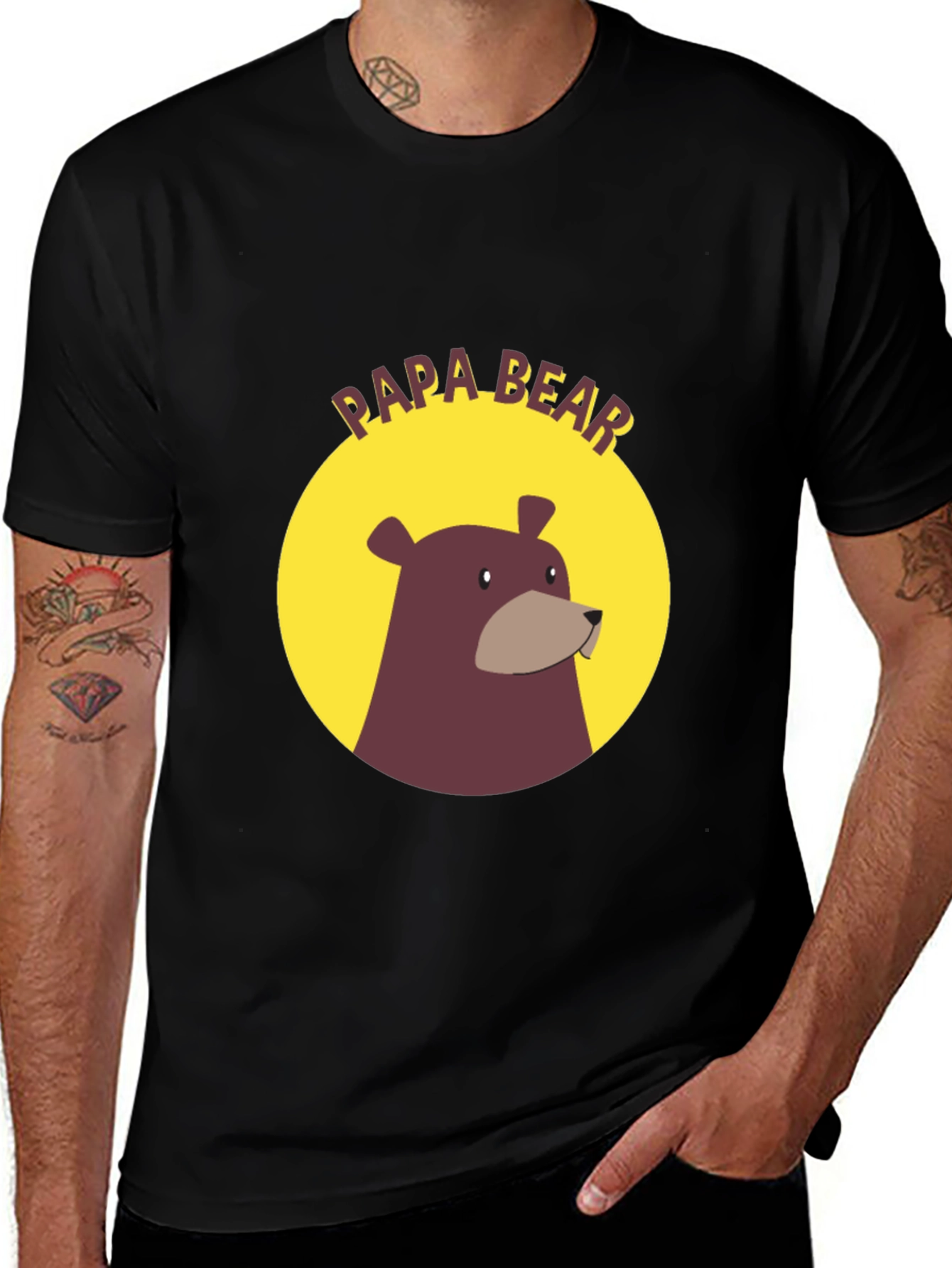 Papa Bear Graphic Tee - Black Cotton Comfort