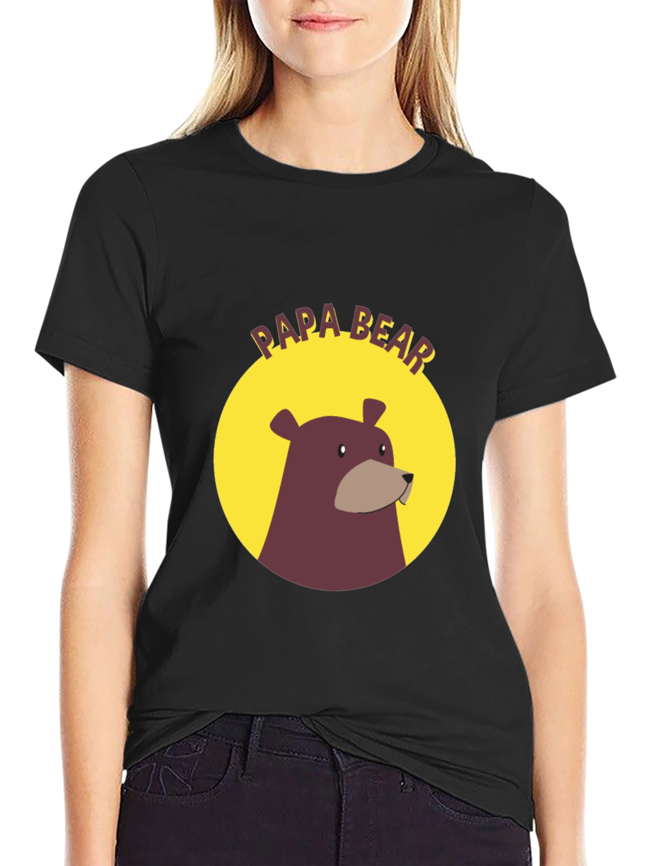 Papa Bear Graphic Tee - Black Cotton Comfort