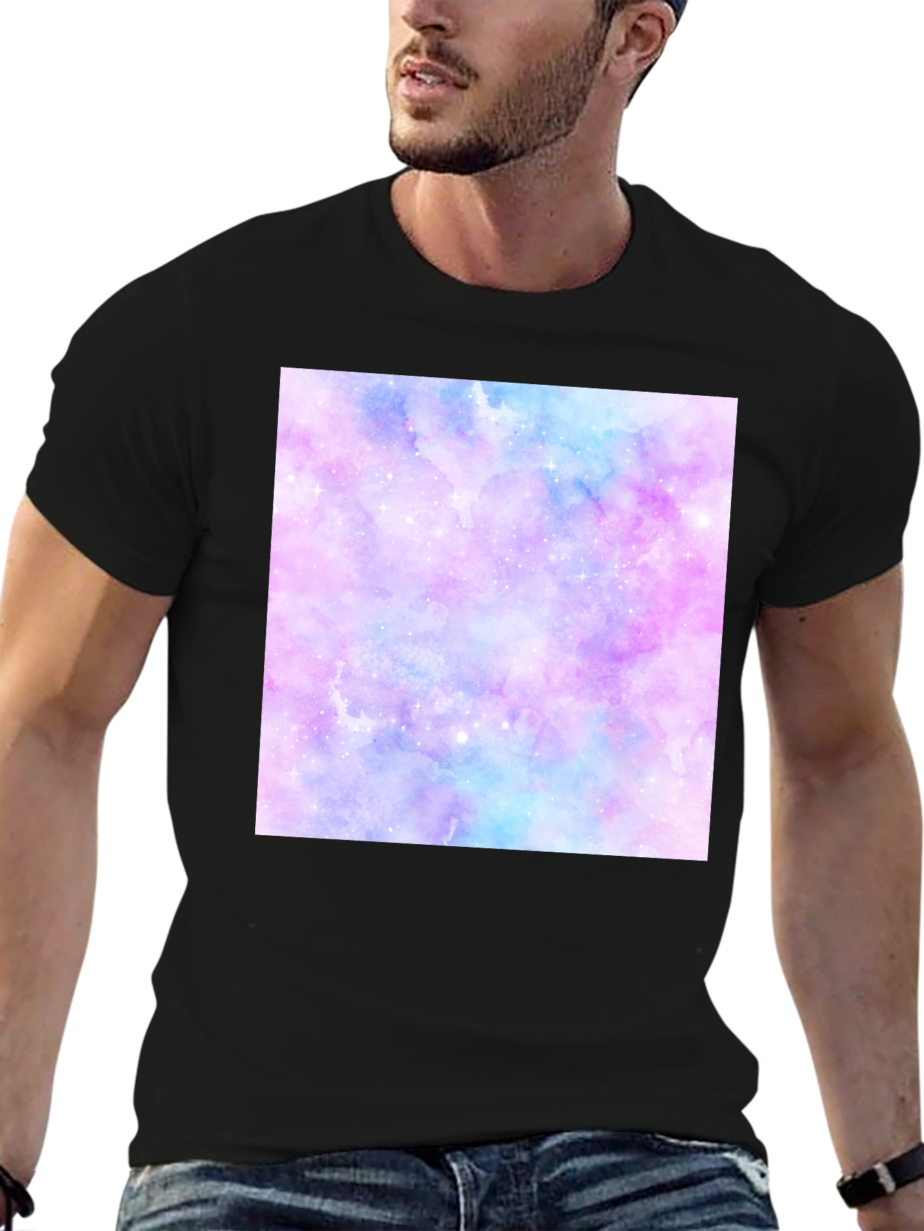Galaxy Print Black T-Shirt