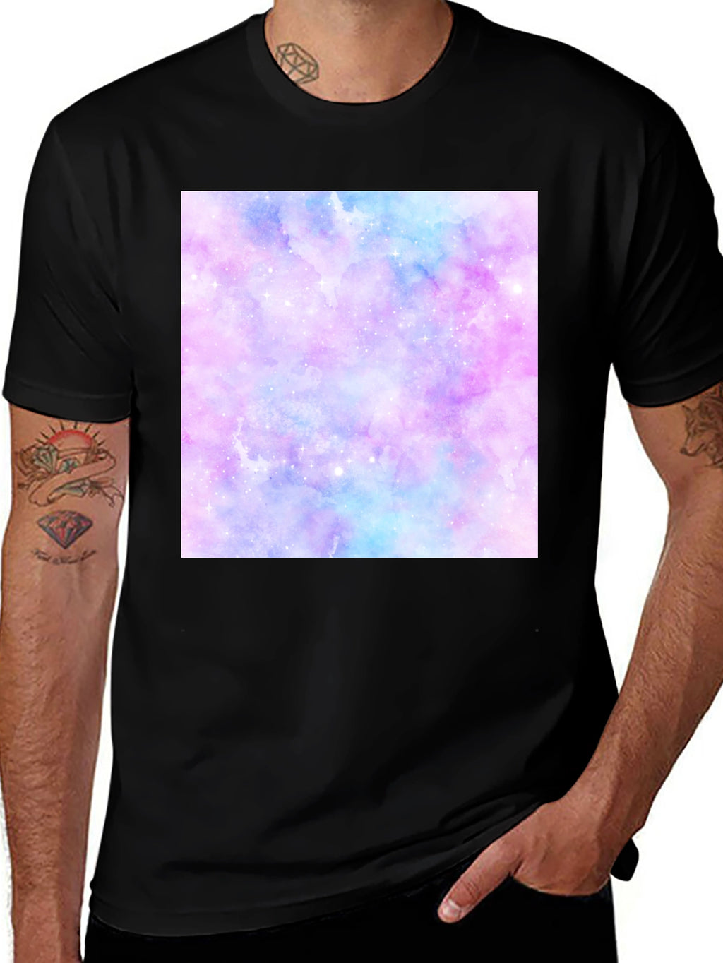 Galaxy Print Black T-Shirt