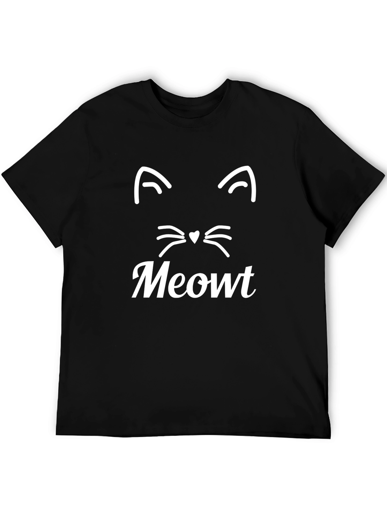 Meowt Cat Face Graphic Tee - Mens Black T-Shirt