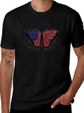 American Flag Butterfly Black T-Shirt