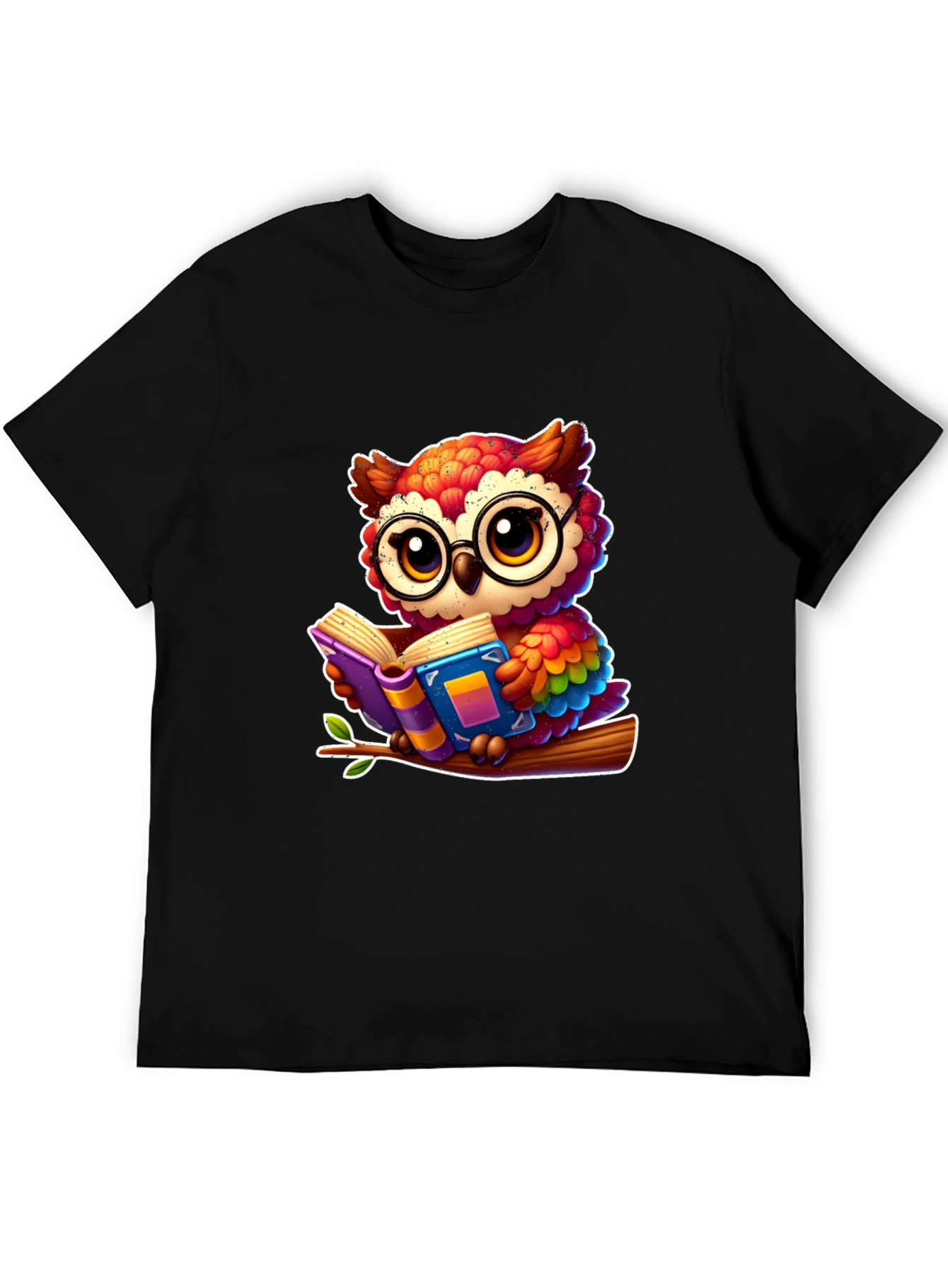 Bookish Owl T-Shirt - Colorful Cartoon Graphic Tee