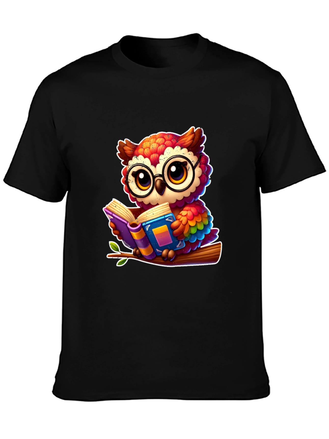 Bookish Owl T-Shirt - Colorful Cartoon Graphic Tee