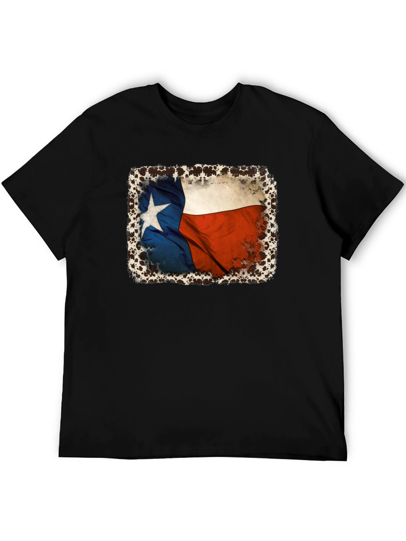 Texas Flag Graphic Tee - Black Cotton T-Shirt