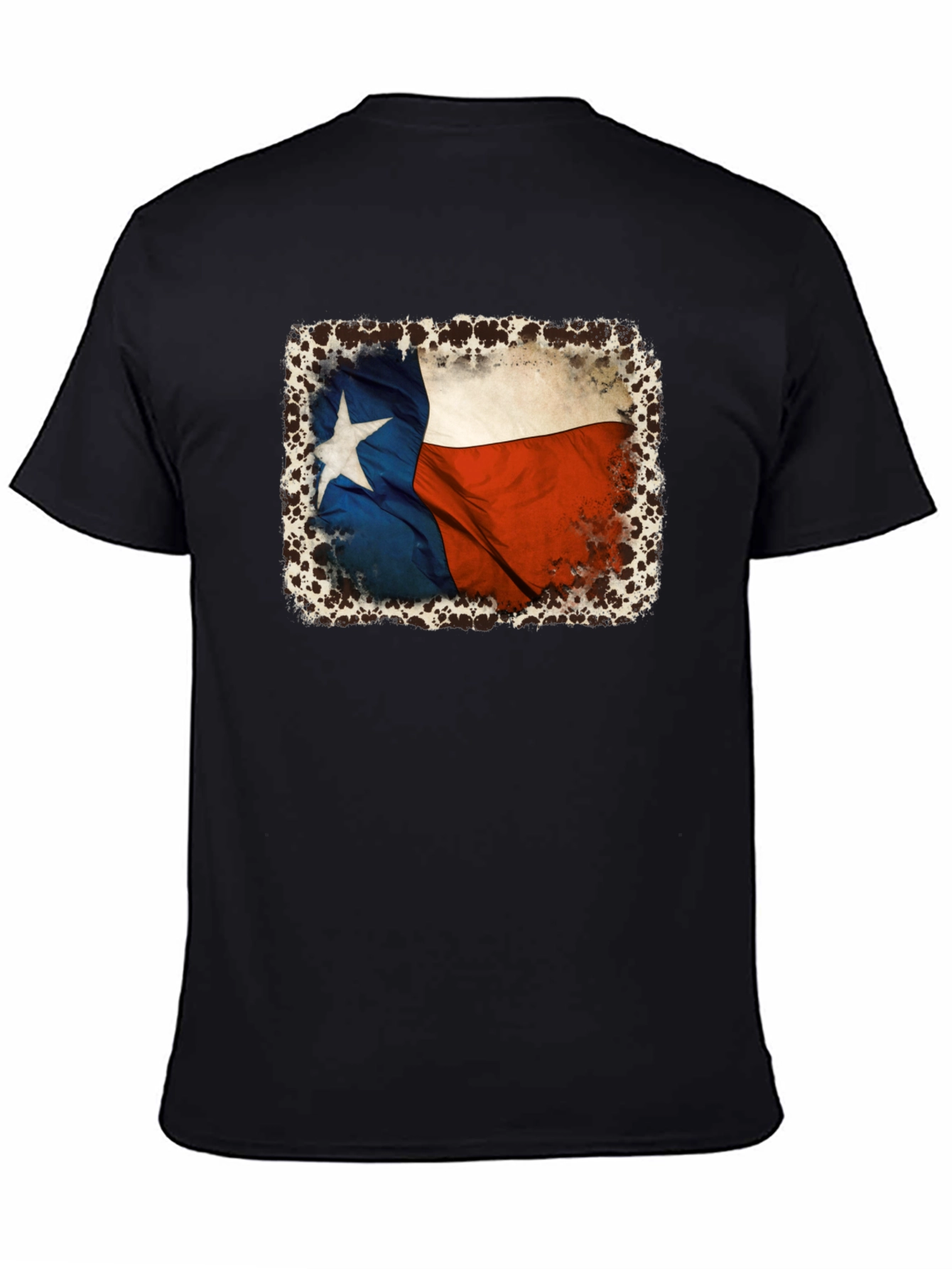 Texas Flag Graphic Tee - Black Cotton T-Shirt
