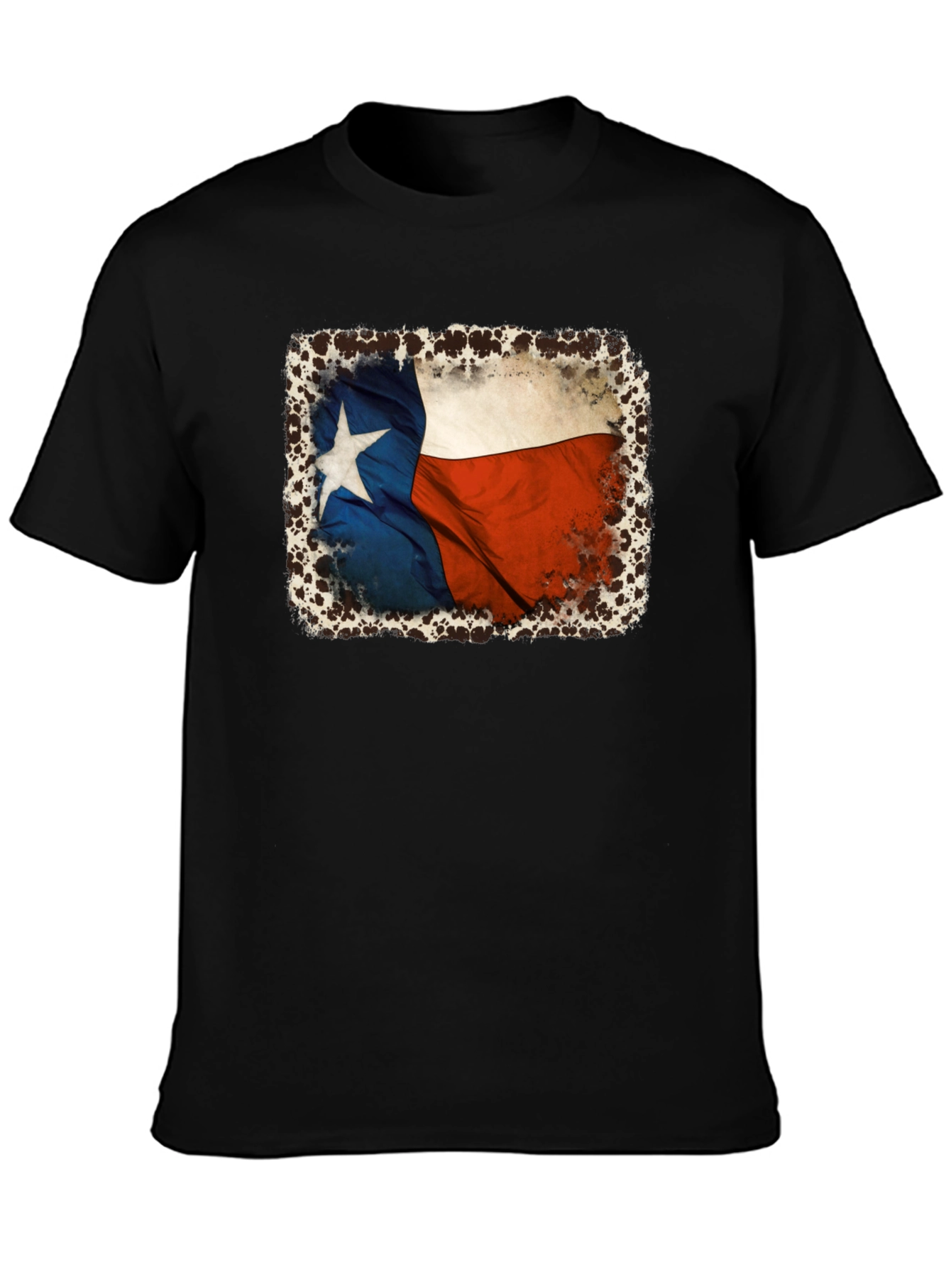 Texas Flag Graphic Tee - Black Cotton T-Shirt