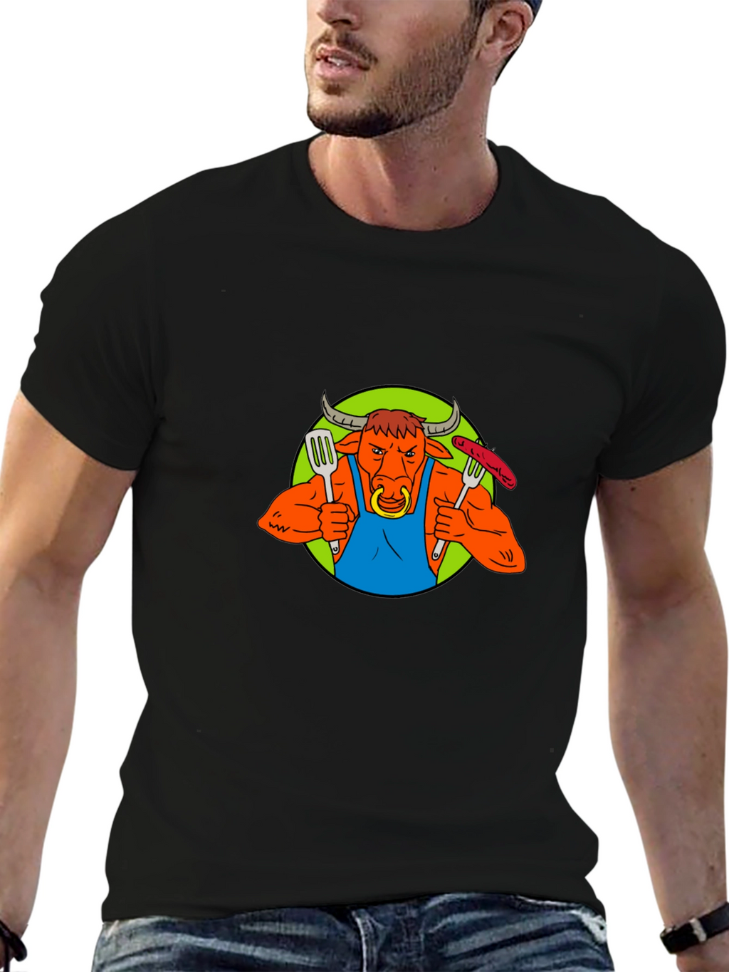 Bull BBQ Master T-Shirt - Funny Grilling Apparel