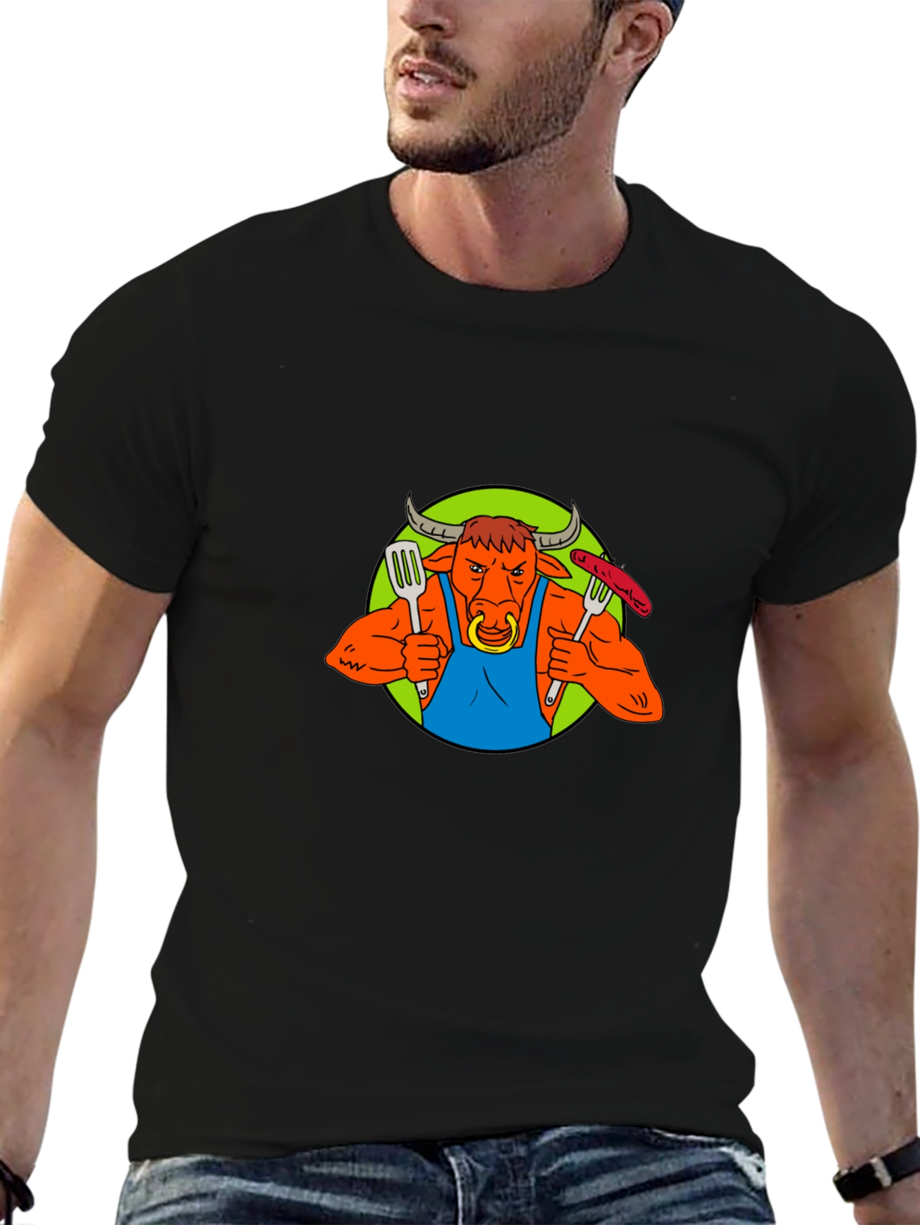 Bull BBQ Master T-Shirt - Funny Grilling Apparel