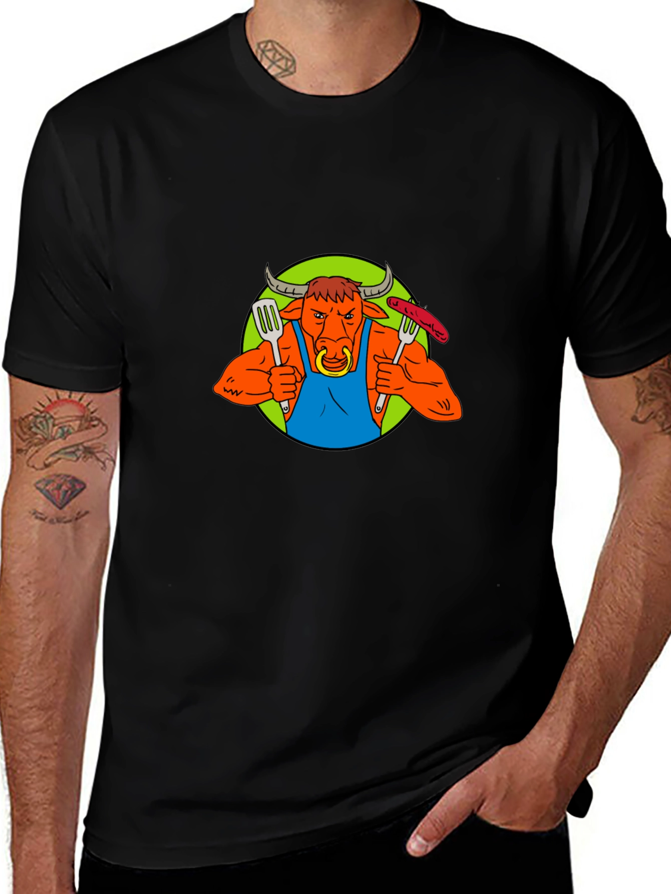 Bull BBQ Master T-Shirt - Funny Grilling Apparel