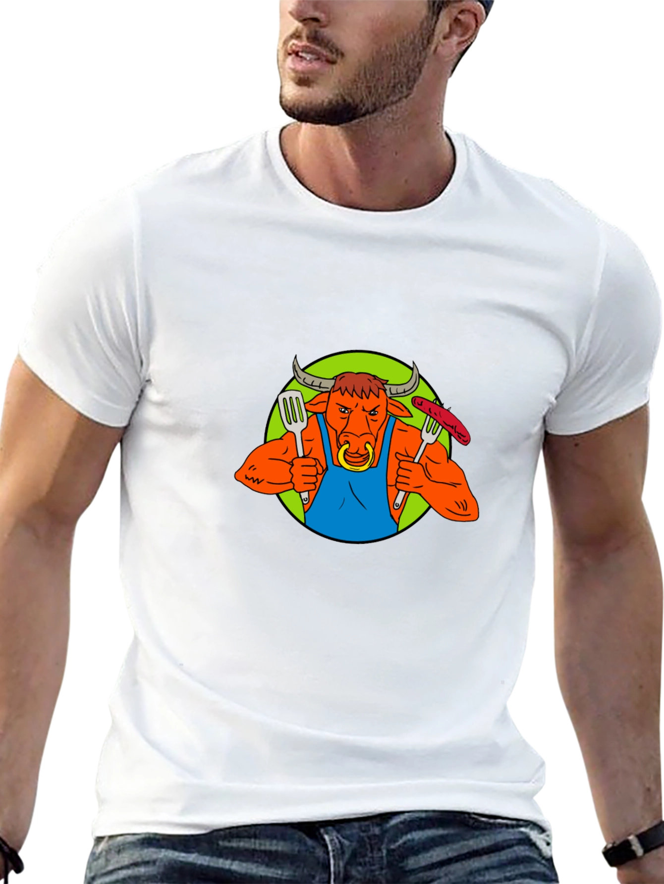 Bull BBQ Master T-Shirt - Funny Grilling Apparel