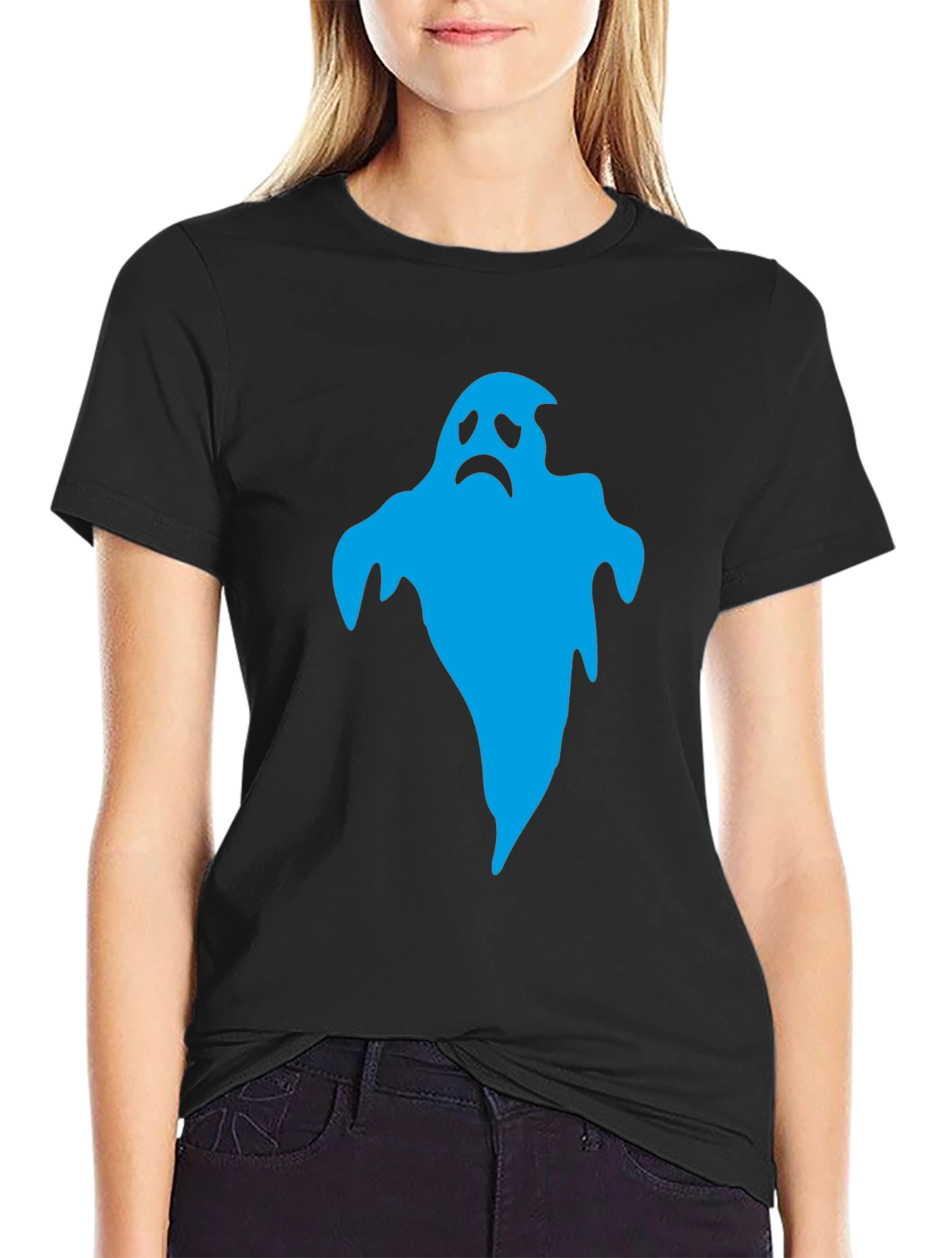 Sad Ghost Graphic T-Shirt - Mens Black Tee
