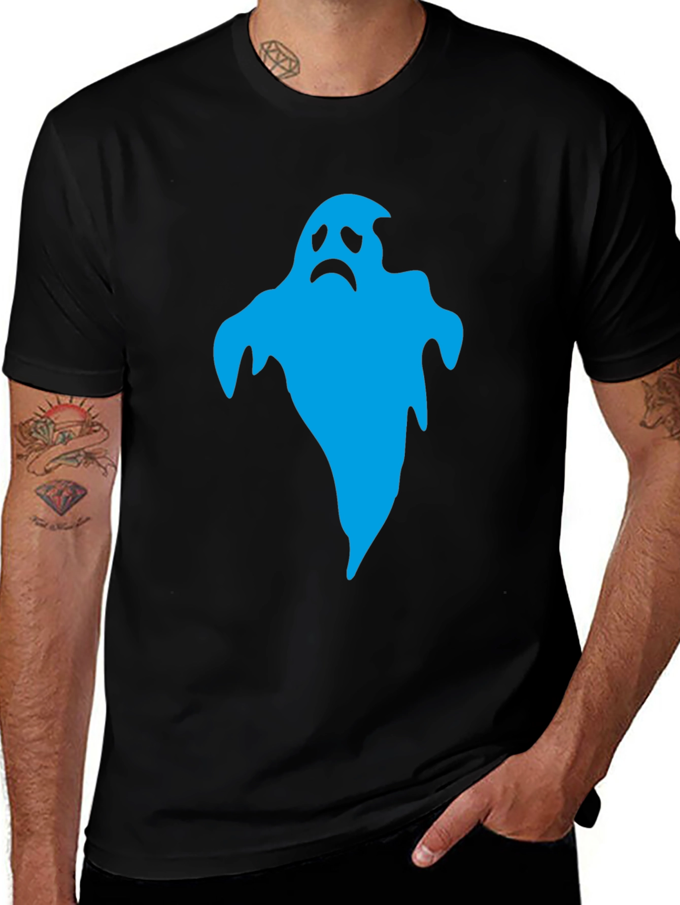Sad Ghost Graphic T-Shirt - Mens Black Tee