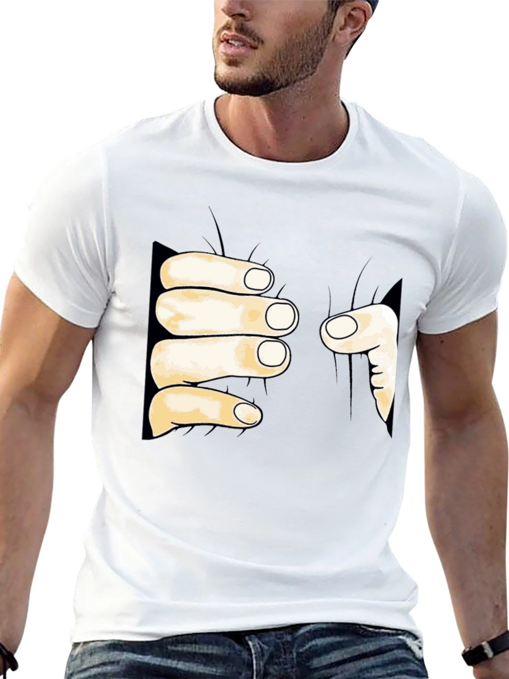 Funny Hand Squeeze Graphic T-Shirt - Black Cotton Tee