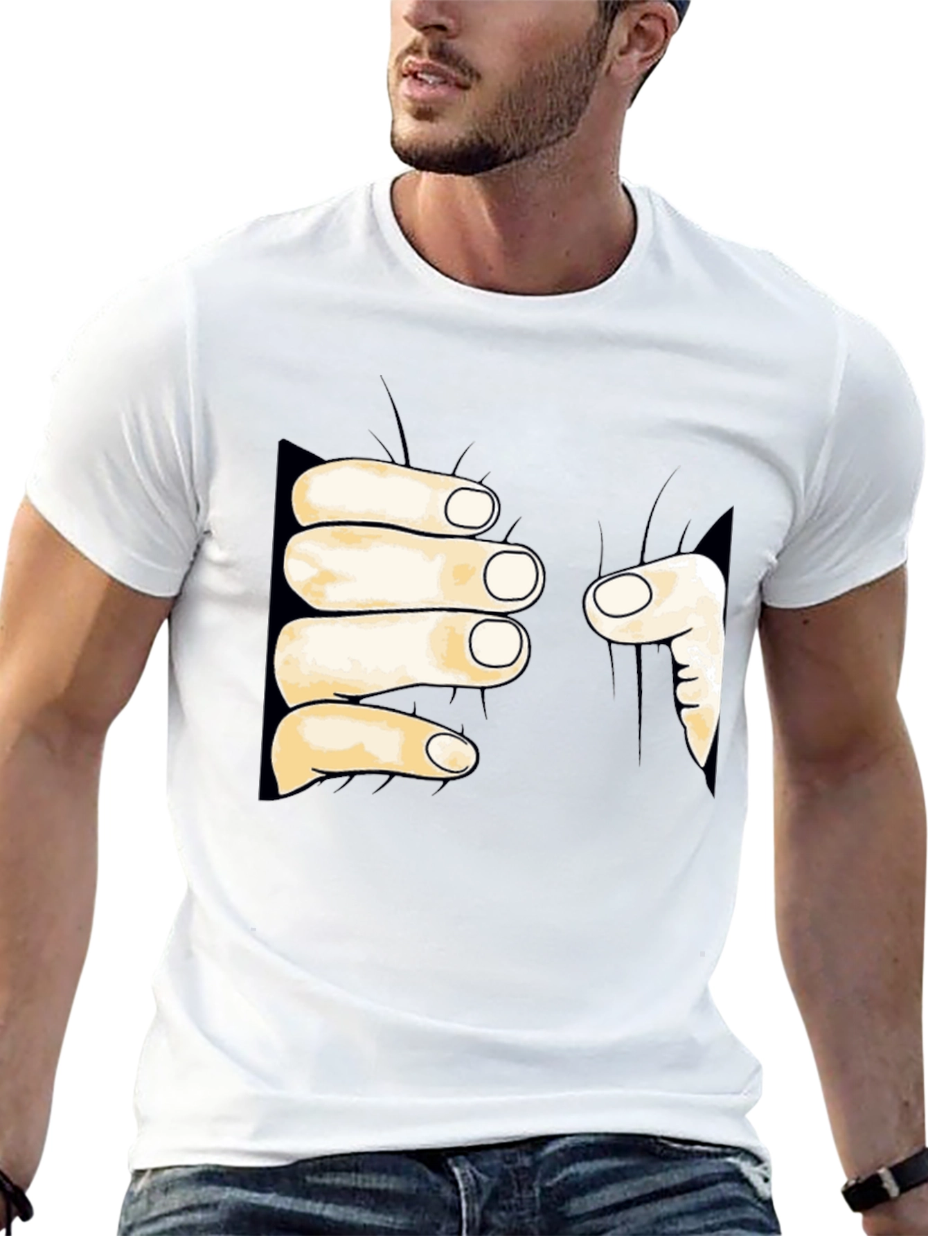Funny Hand Squeeze Graphic T-Shirt - Black Cotton Tee