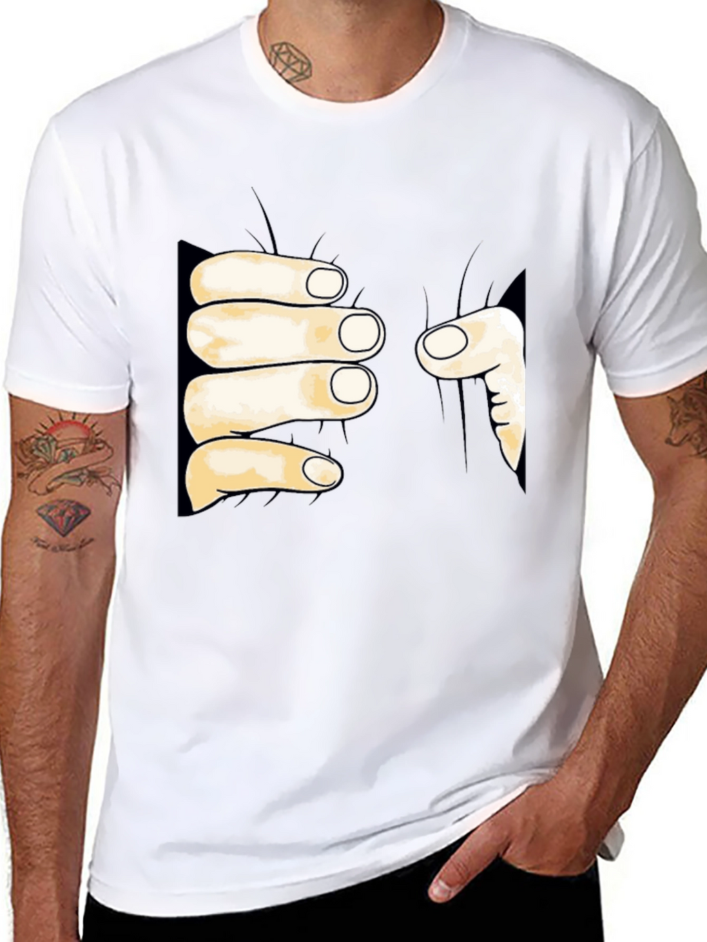Funny Hand Squeeze Graphic T-Shirt - Black Cotton Tee