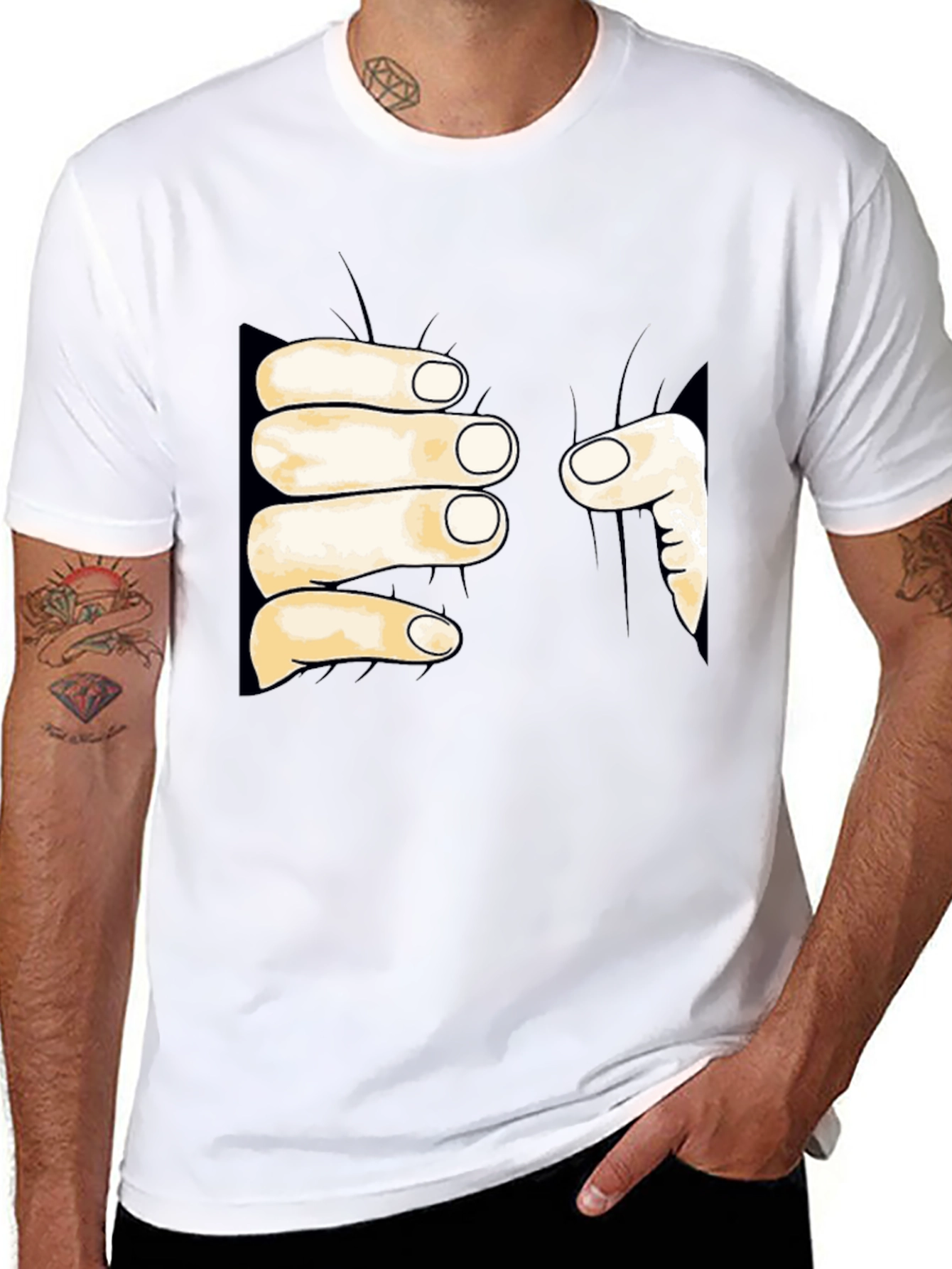 Funny Hand Squeeze Graphic T-Shirt - Black Cotton Tee