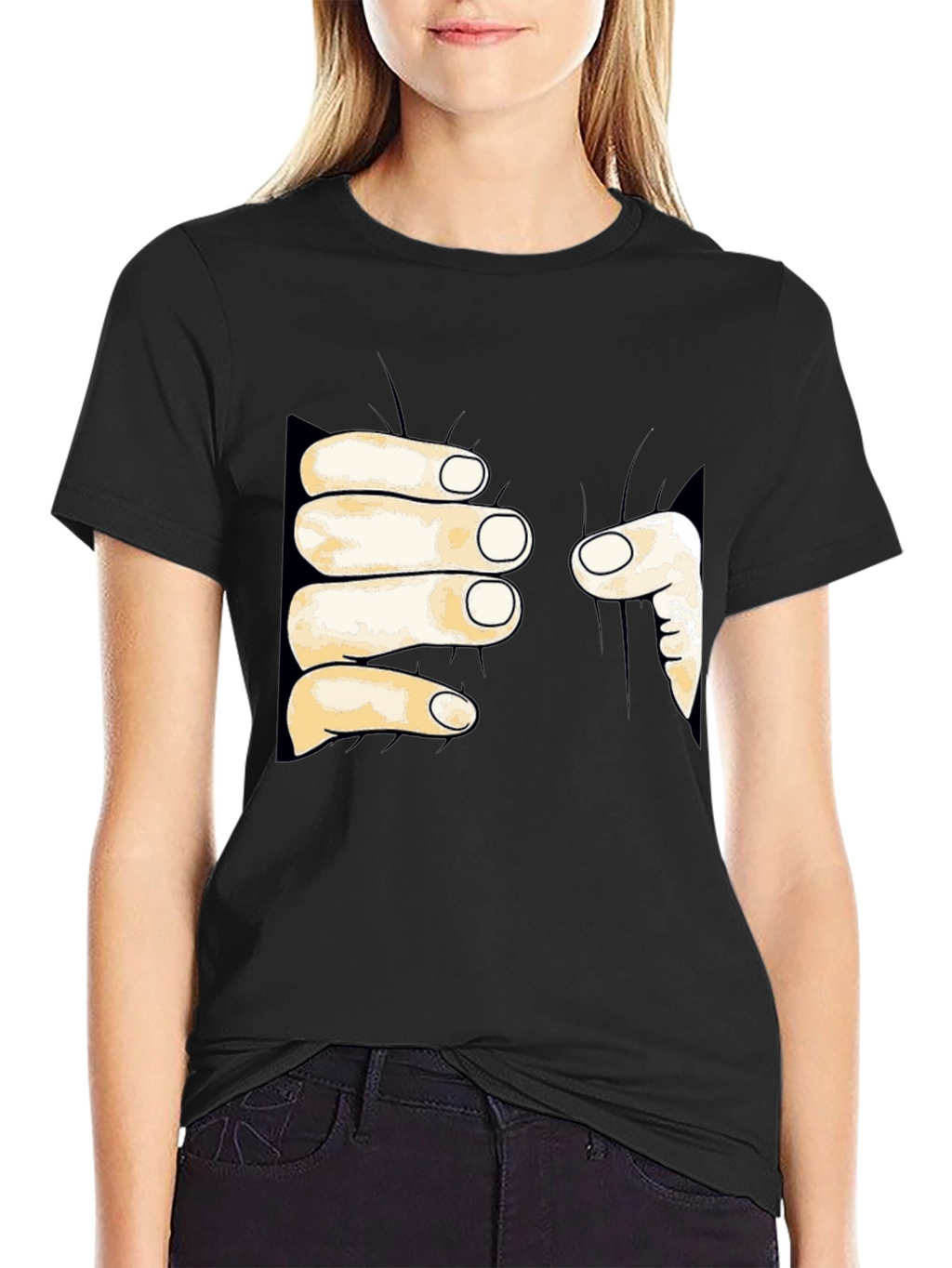 Funny Hand Squeeze Graphic T-Shirt - Black Cotton Tee