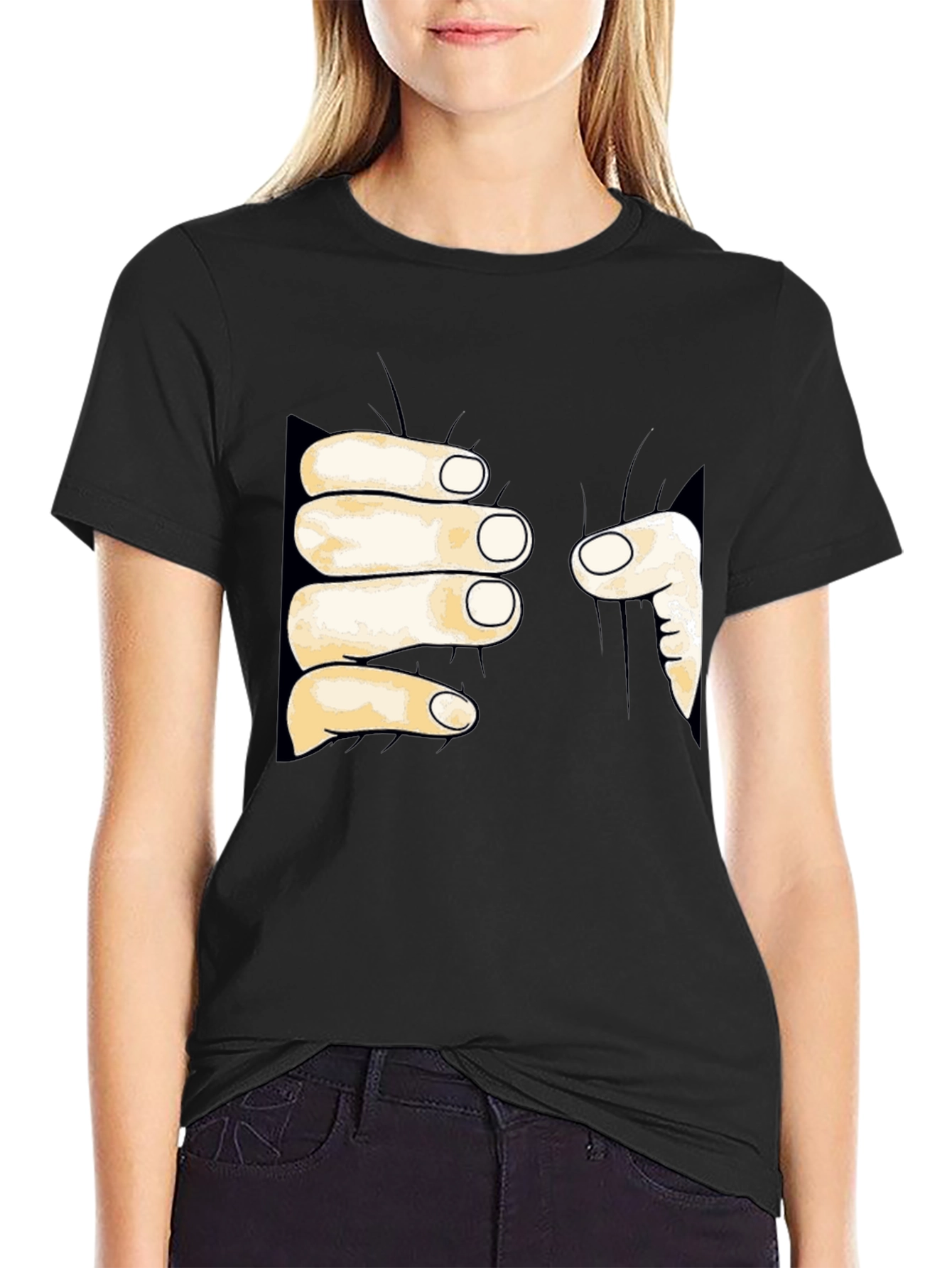 Funny Hand Squeeze Graphic T-Shirt - Black Cotton Tee