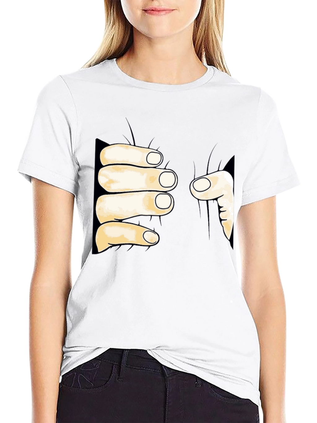 Funny Hand Squeeze Graphic T-Shirt - Black Cotton Tee
