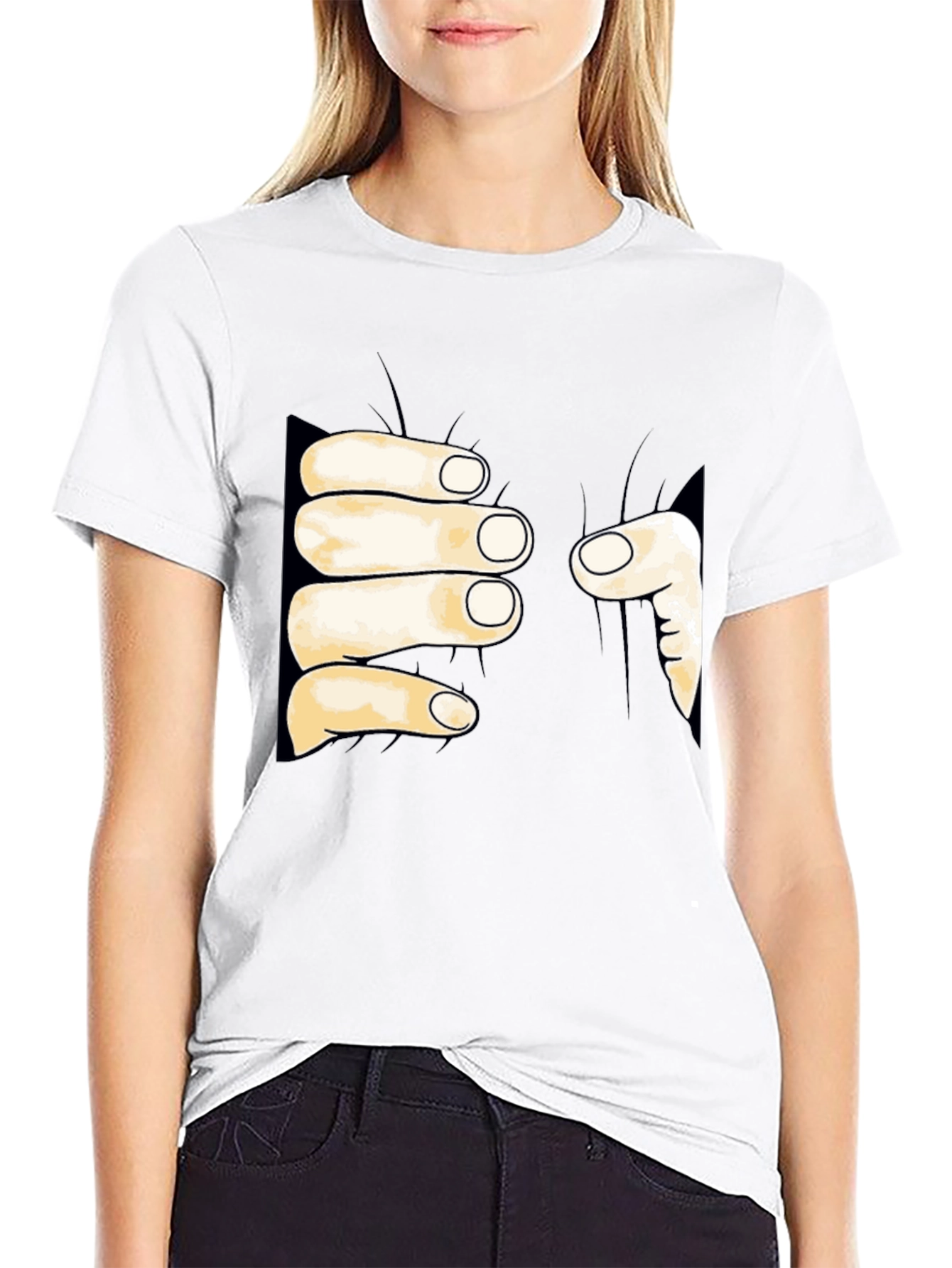 Funny Hand Squeeze Graphic T-Shirt - Black Cotton Tee