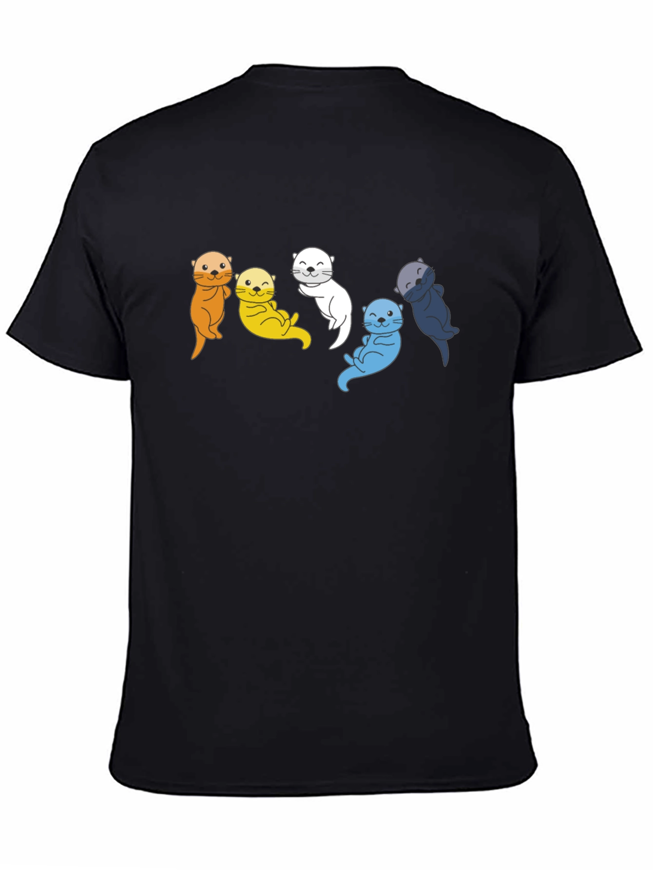 Colorful Otter Group Graphic Tee - Black Cotton T-Shirt