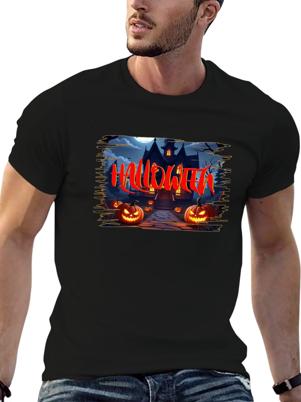 Halloween Haunted House Graphic T-Shirt