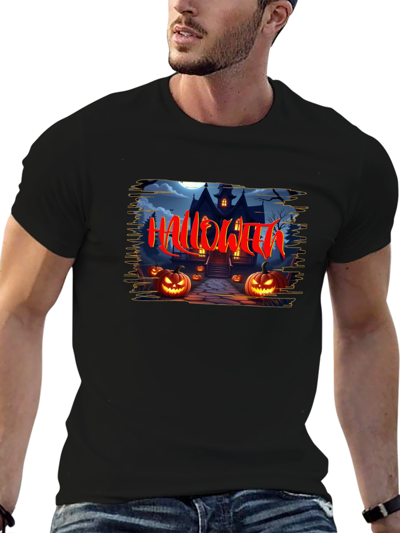 Halloween Haunted House Graphic T-Shirt