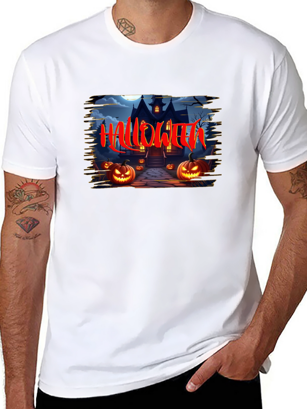 Halloween Haunted House Graphic T-Shirt