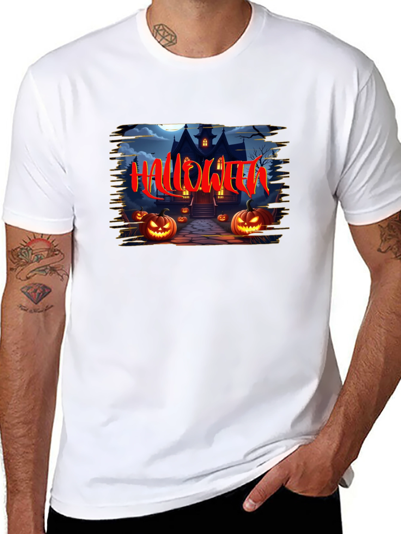 Halloween Haunted House Graphic T-Shirt