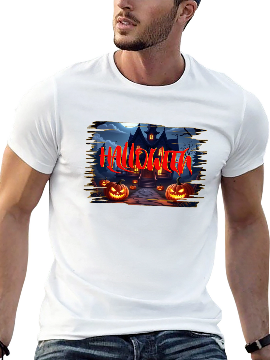 Halloween Haunted House Graphic T-Shirt